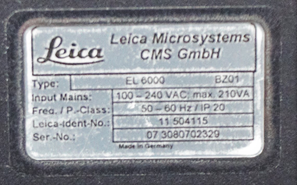 Leica EL6000 External Light Source for Fluorescence Imaging 2000h Bulb