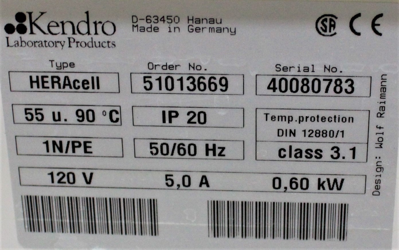 Kendro HERAcell 51013669 CO2 Incubator Cell Tissue Cultures 5.4 cu ft Used