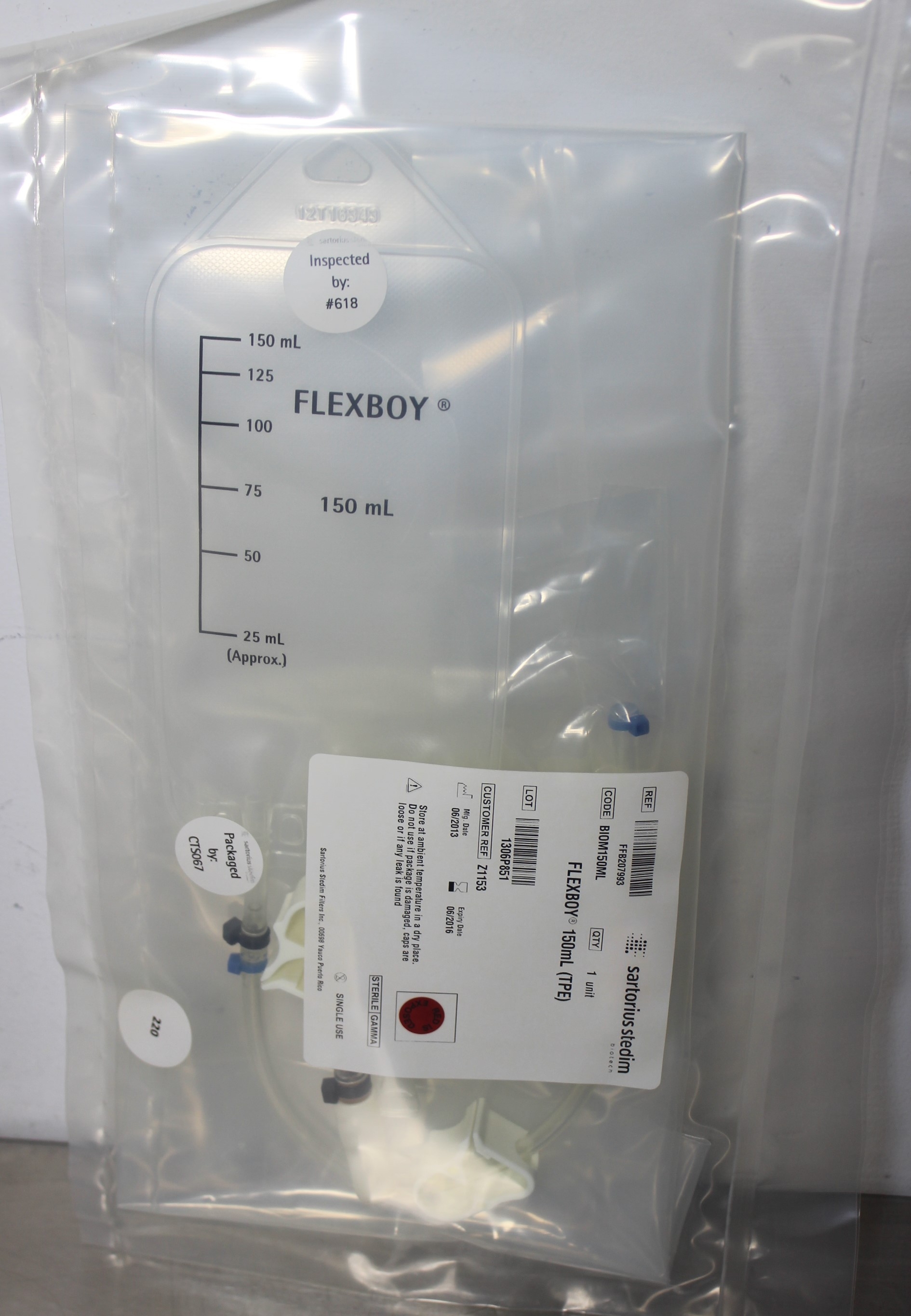 Sartorius Flexboy Bioprocess Bag 150mL Single-Use Sterile Pipetting System