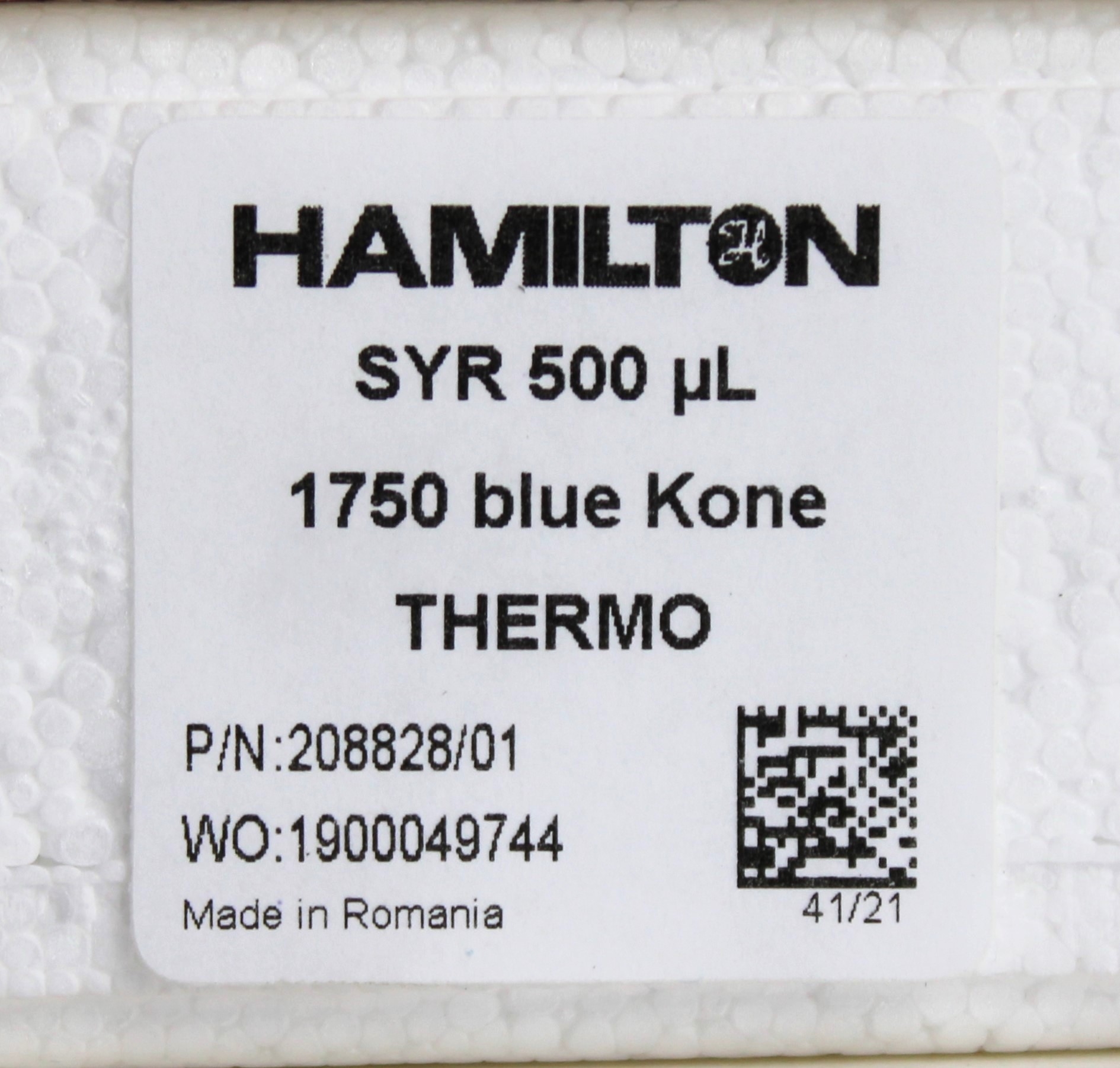 Hamilton P/N: 208828 Syringe Liquid Handling 500 uL Volume 1750 Blue Kone New