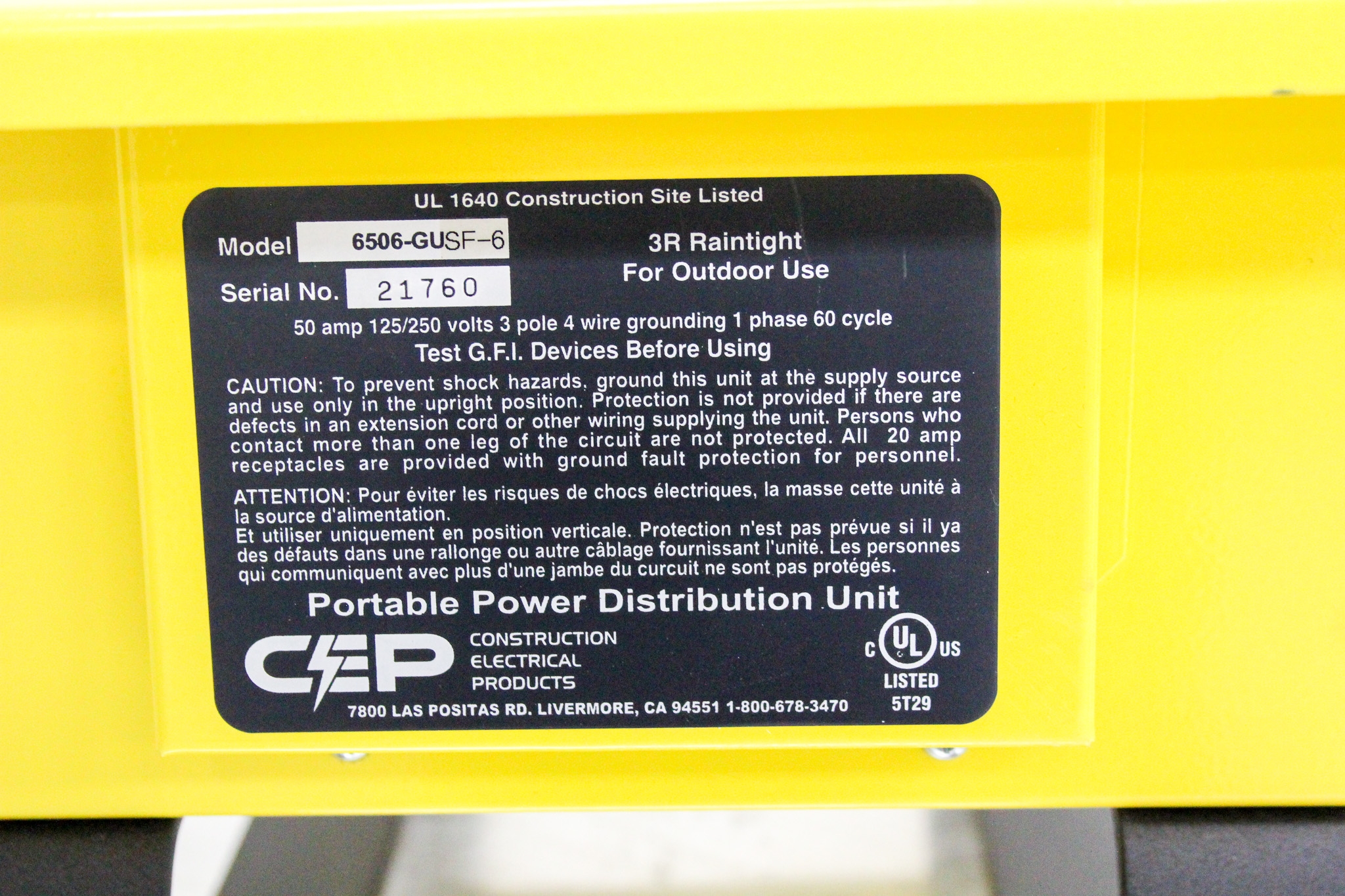 CEP 6506-GU SF-6 Portable Power Distribution Unit with GFCI Protection
