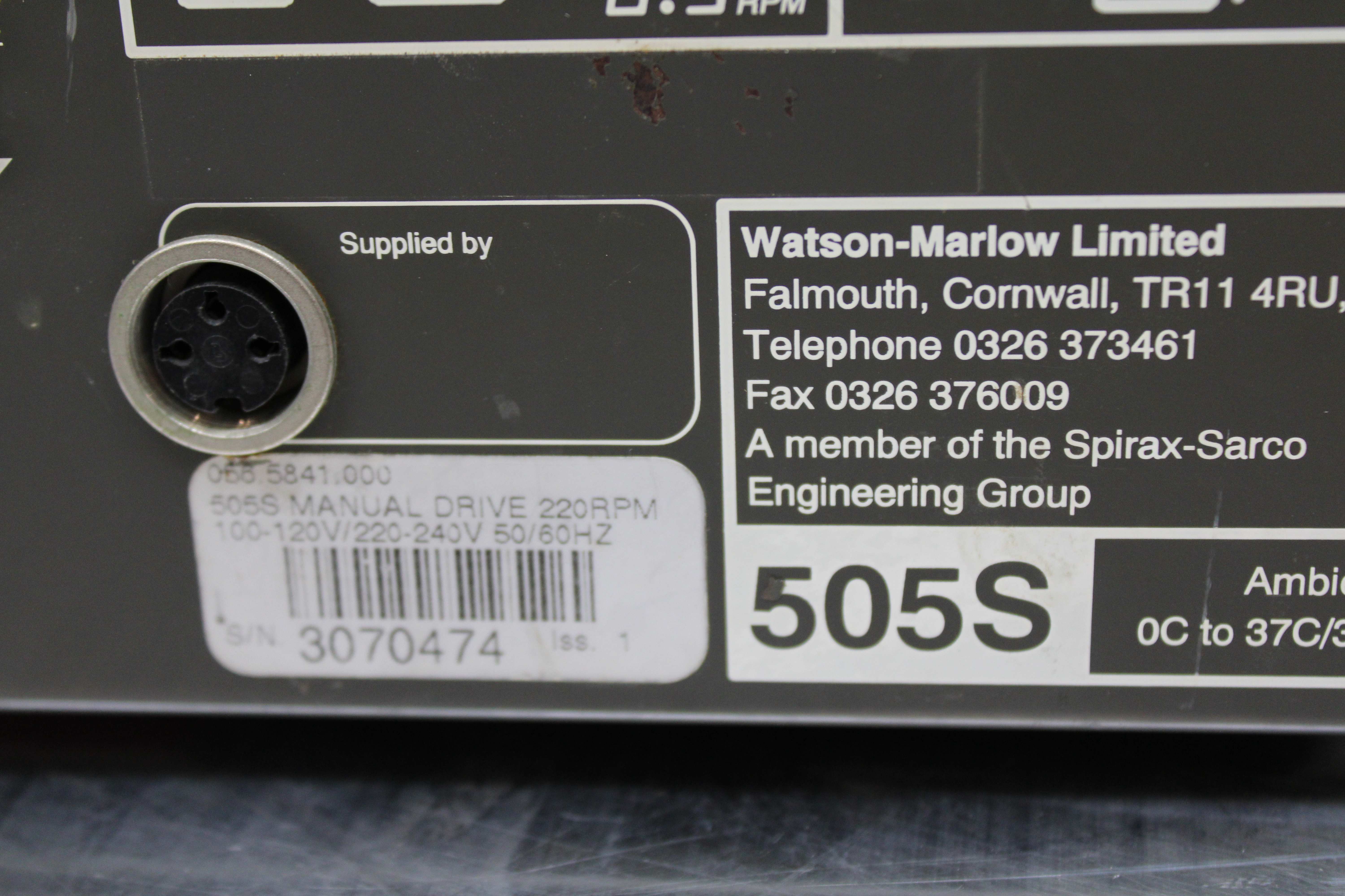 Watson Marlow 505S Peristaltic Pump Low-Flow 0.6uL-42mL/min 5-40C DualVolt