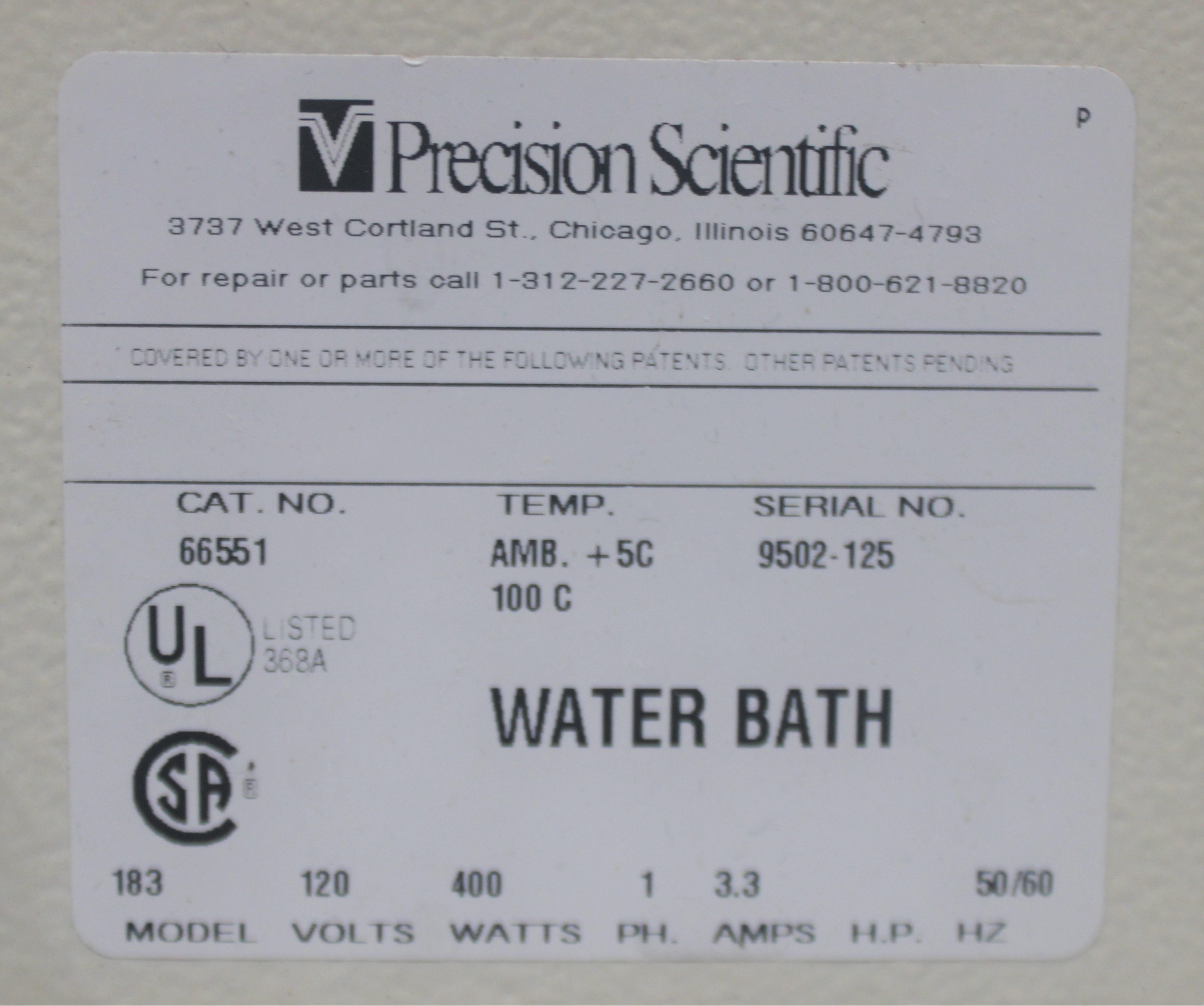 Precision Model 183 Water Bath Temp Control Amb to 99.9C Used Standalone Unit