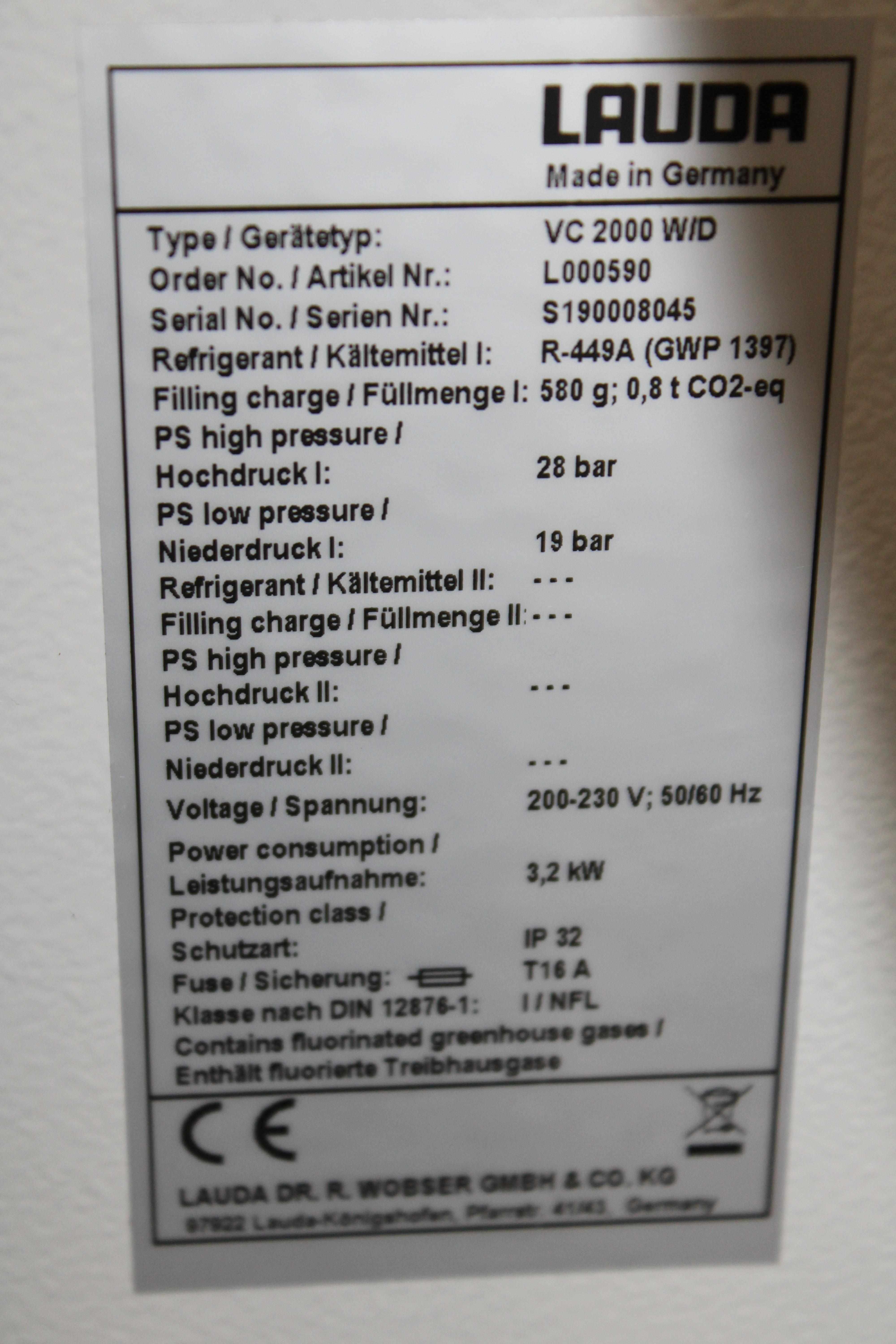 Lauda VC 2000 Circulating Chiller -20C to +40C 15L Not Working Needs Repair