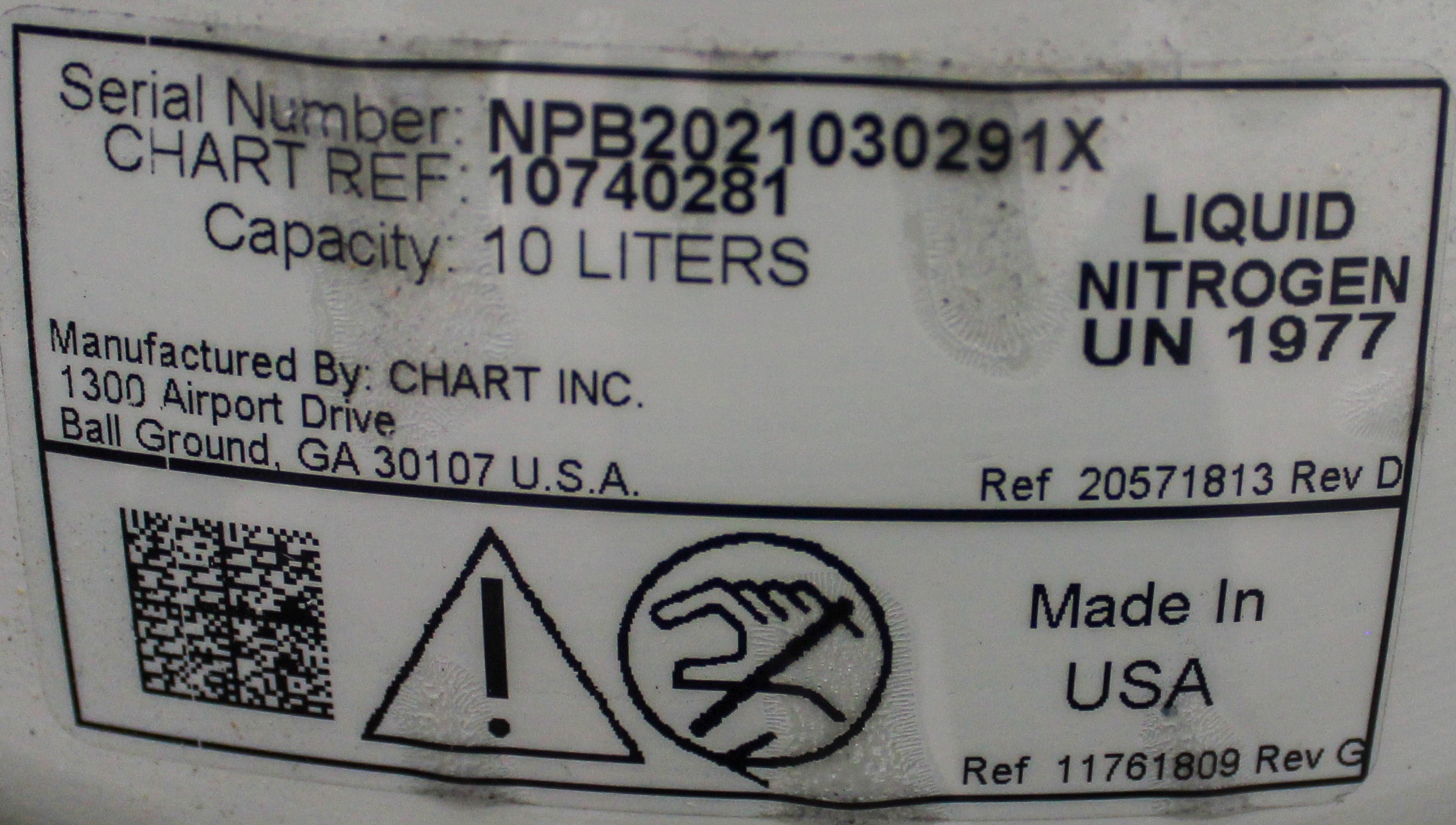 Chart Industries MVE lab10 CPD Storage Cryogenic Dewar 10L Tank