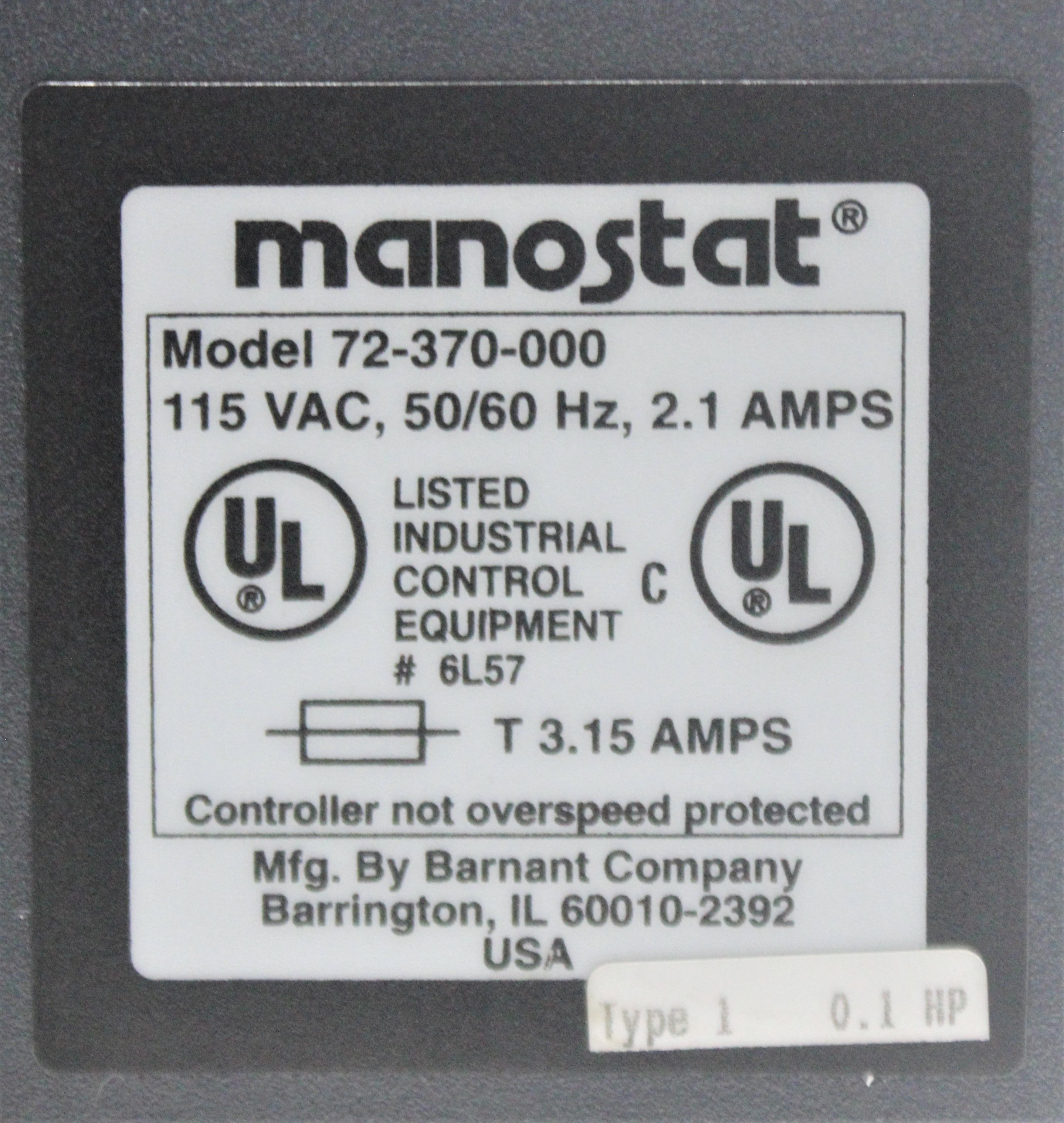 Manostat 72-370-000 Pump Circulation Fluid Transfer 24-720RPM Reversible