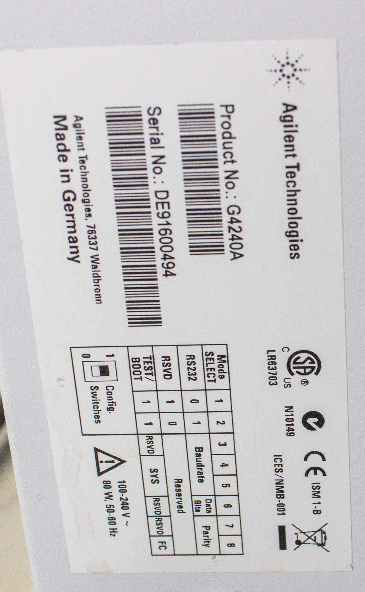 Agilent G4240A HPLC Chip Cube Mass Spectrometry Interface Used Functional