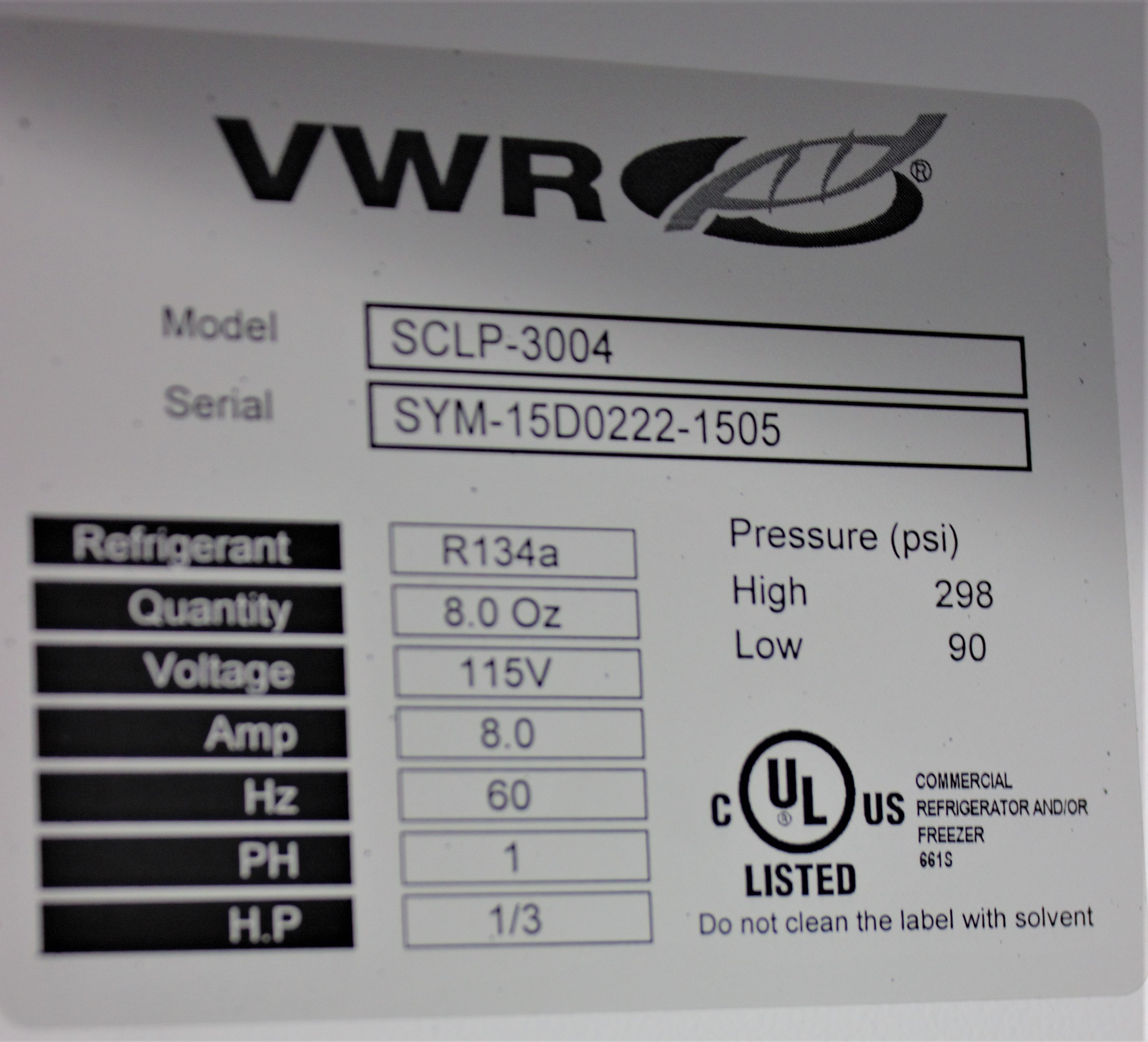 VWR Flammable Storage Freezer Explosion Proof 30 Cu.ft -20C to -25C Used