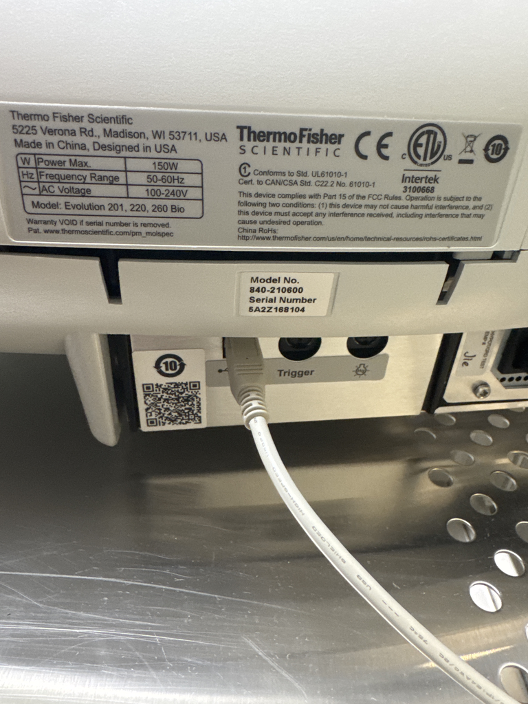 Thermo Evolution 220 UV-Visible Spectrophotometer New Instrument Power