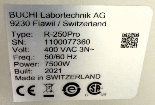 BUCHI Rotavapor R-250 Pro Rotovap with Minor Cosmetic Defects