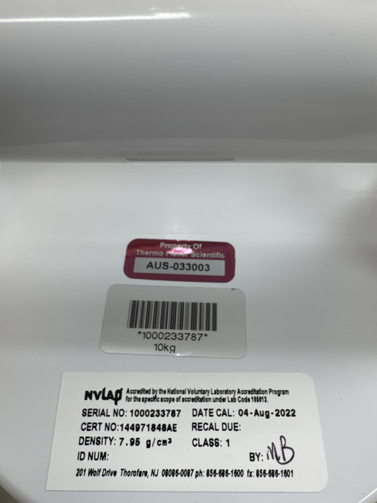 Mettler Toledo 10kg Calibration Weight Analytical Calibration Accessory