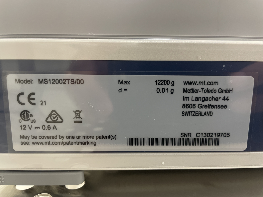 Mettler Toledo MS12002TS 0.001g Precision Lab Scale Precise Weight Measurement