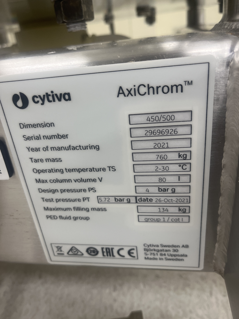 Cytiva Axichrom 300/500 Chromatography Column with Moving Arm Wheels