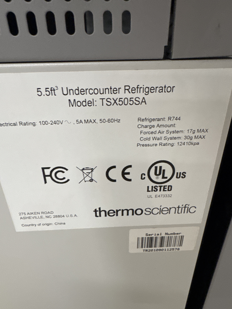 Thermo TSX505SA Undercounter Refrigerator 5.5 cu.ft. 2-8°C Cold Storage