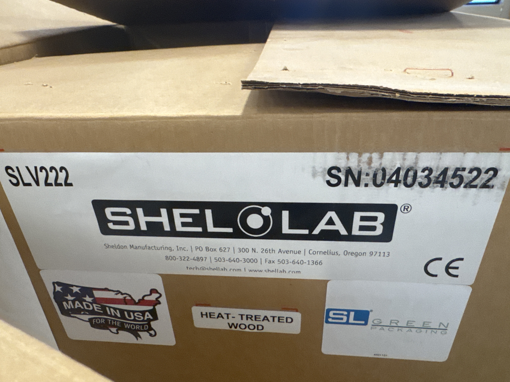 Shel Lab SLV222 Vacuum Oven Incubator 10.30 Cu Ft 220C Temp Range with Cables