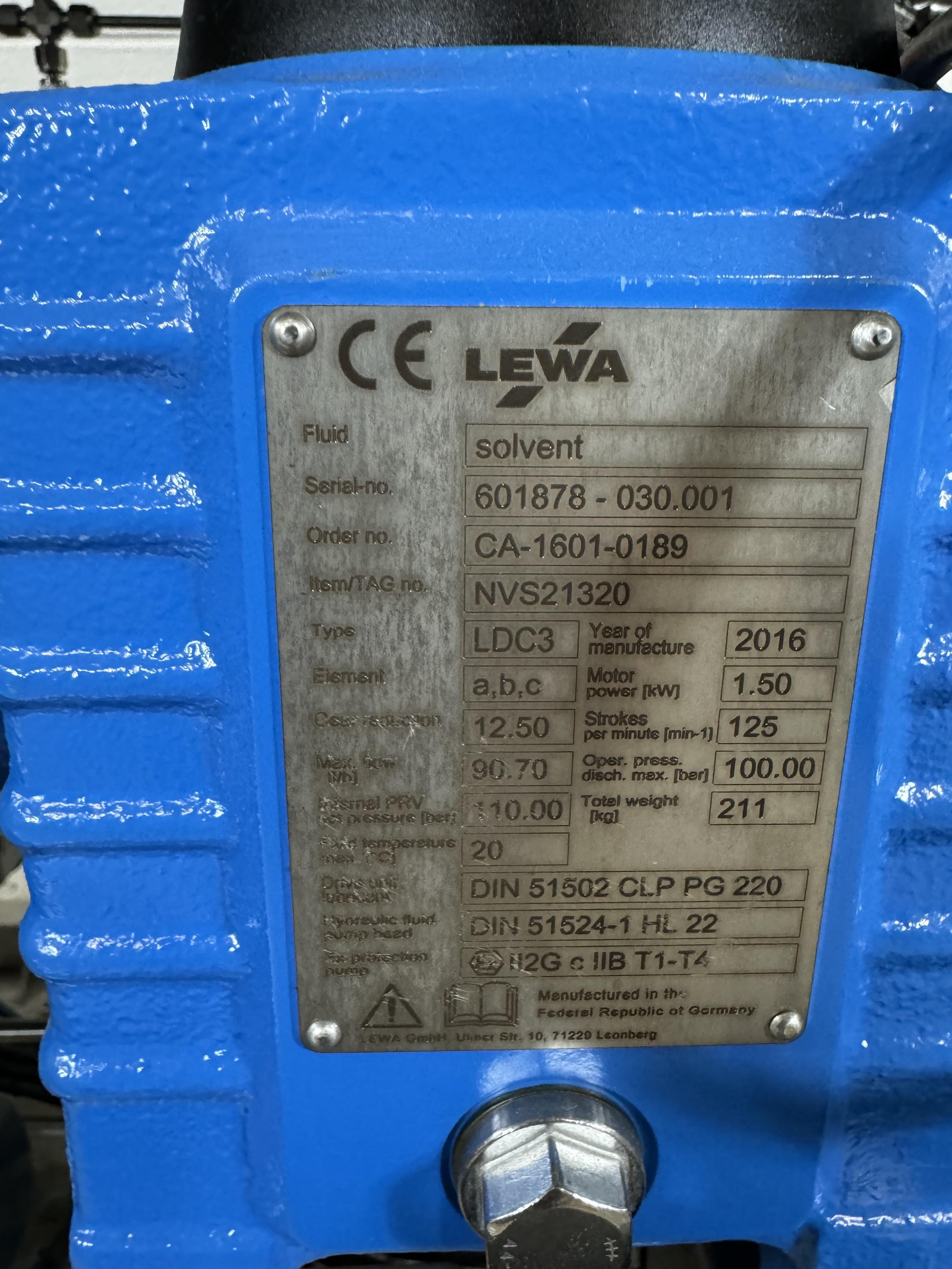 Novasep Lewa NVS21320 Diaphragm Pump High-Pressure Efficient 2017 Model