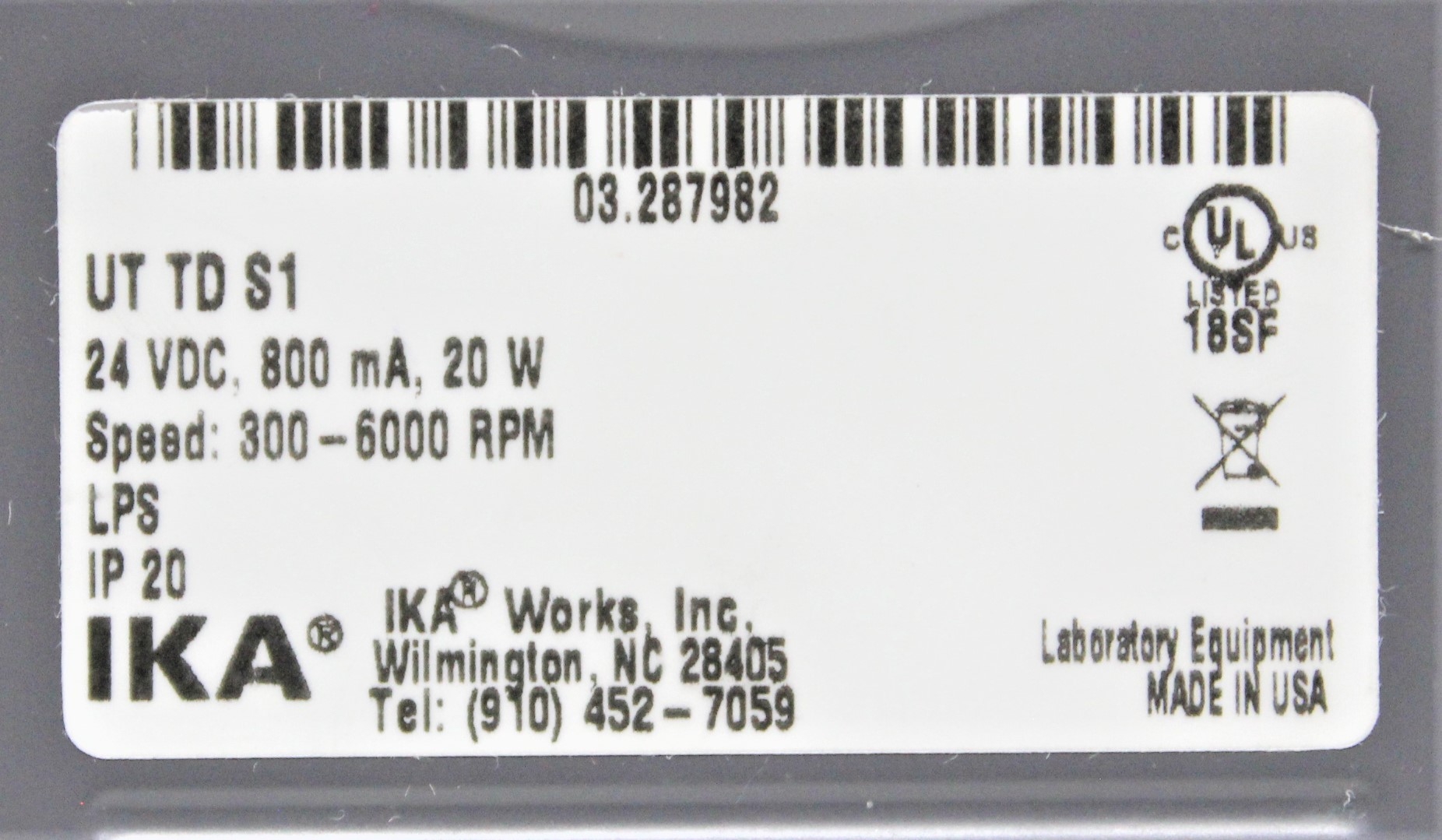 IKA Ultra Turrax UT TD S1 Homogenizer 6000 RPM Toxic Sample Processing