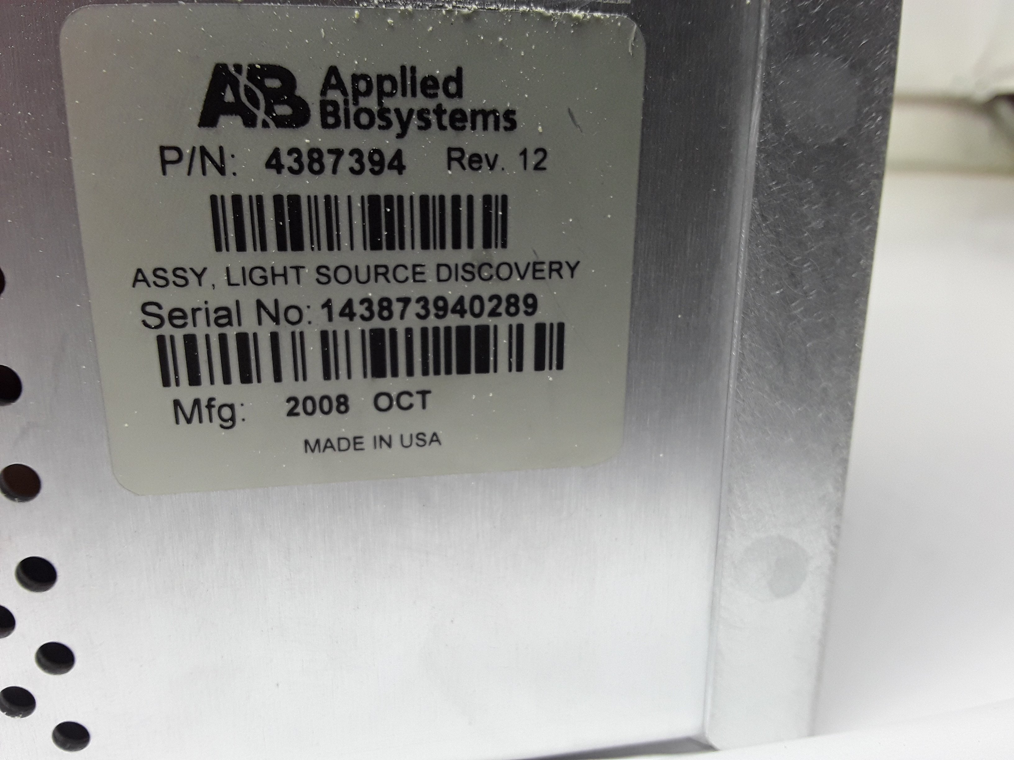 Applied Biosystems 4387394 ASSY Light Source for Solid 4 System - Very Good Condition