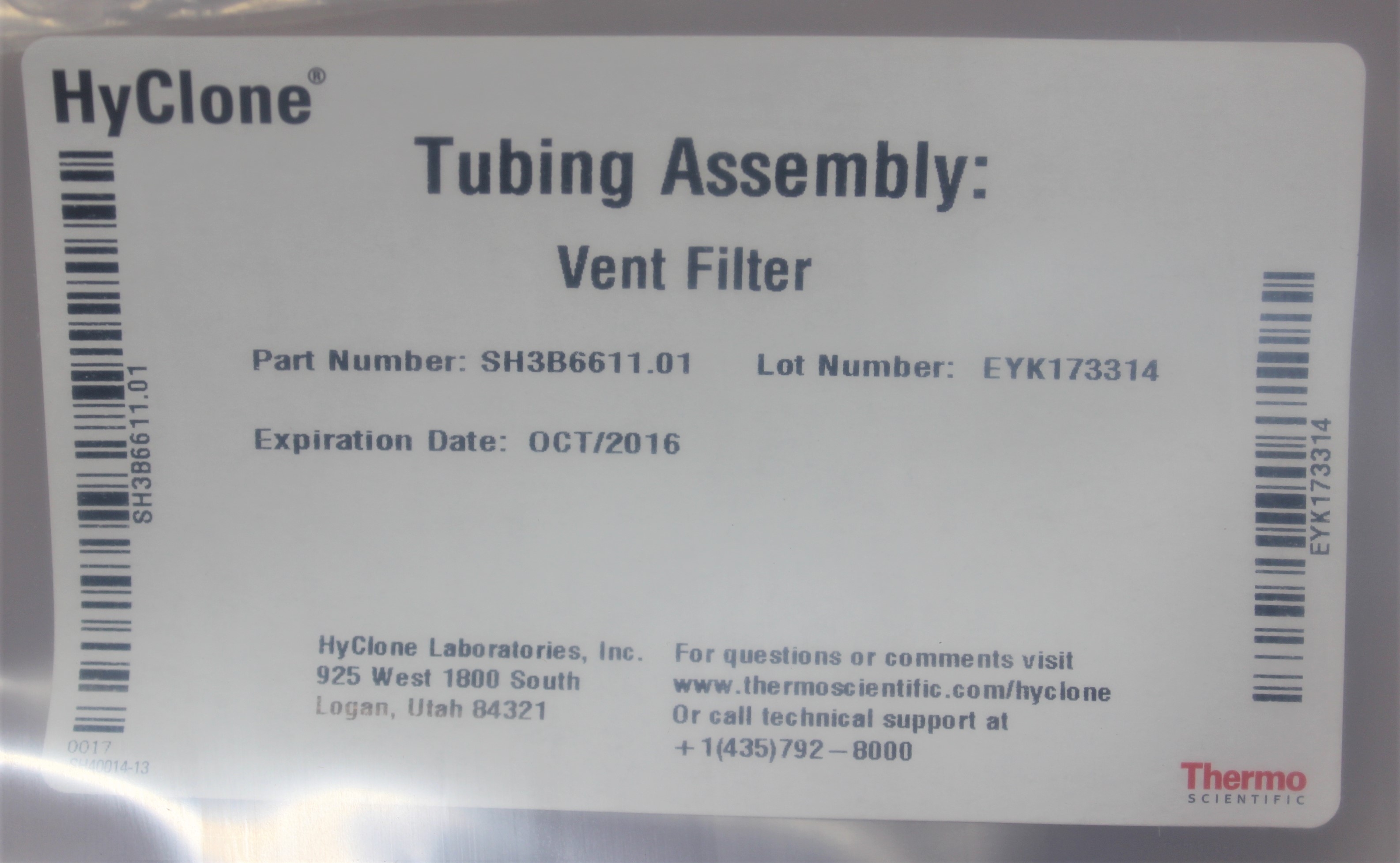 Thermo HyClone Vent Filter Tubing Assembly Turnkey Fully Functional