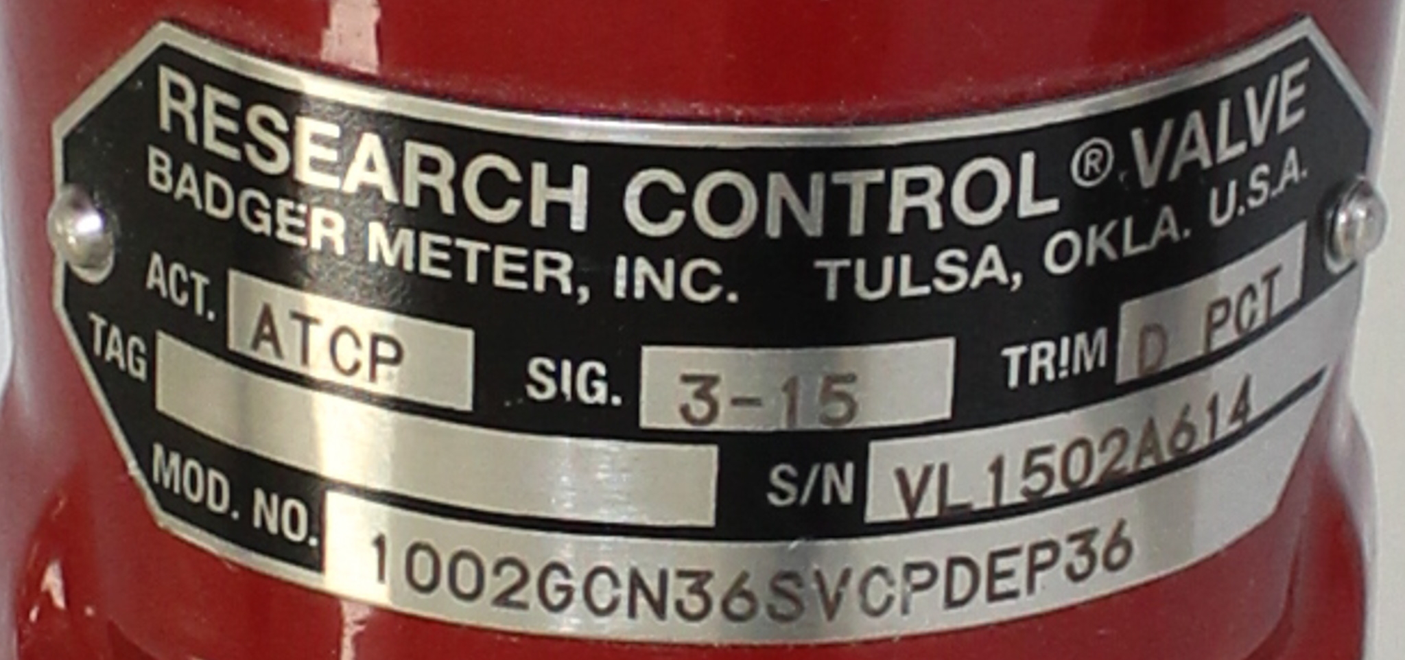 Badger Meter 1002GCN36SVCPDEP36 Control Valve -70C to +530C