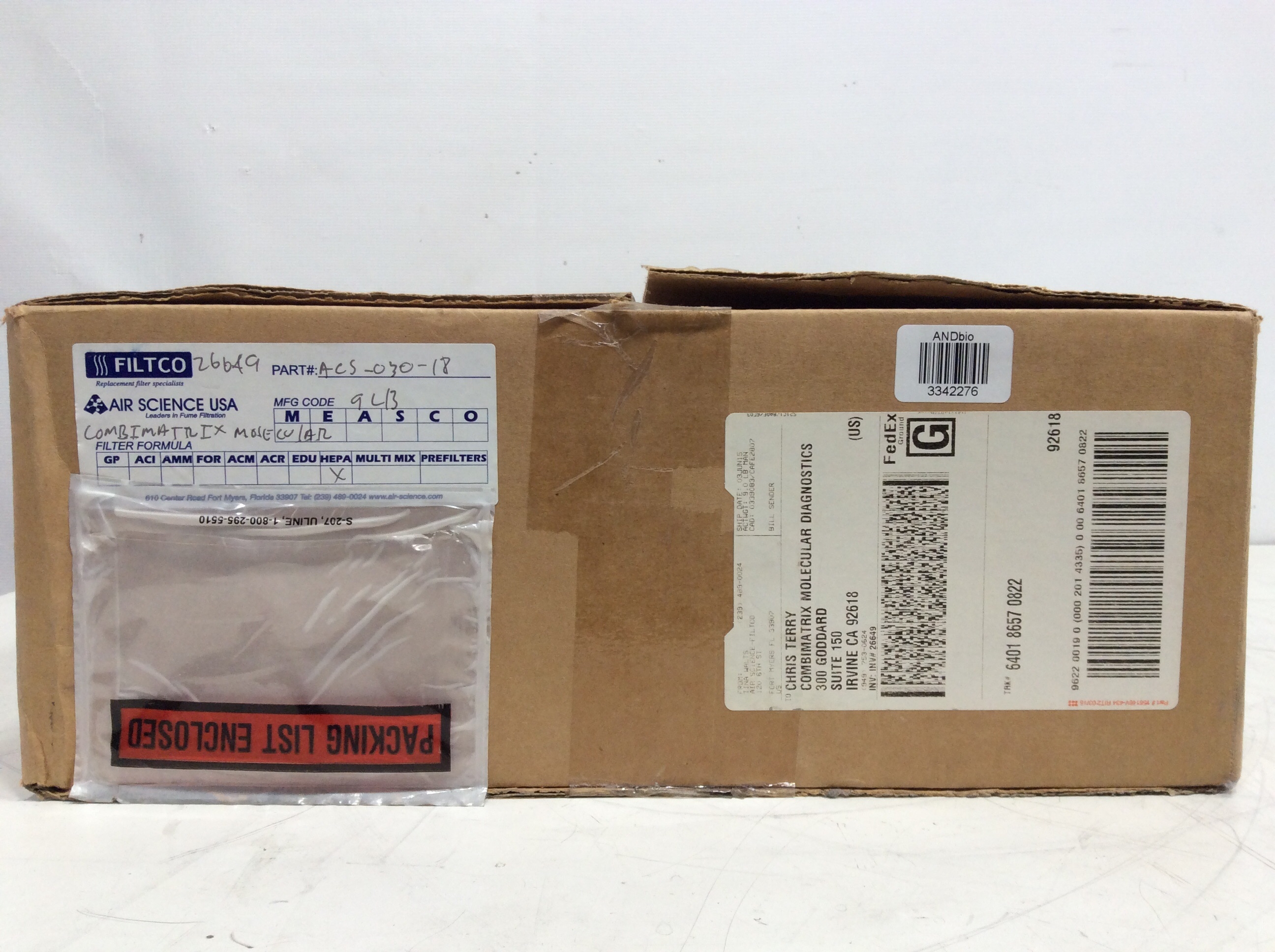 Filtco Hepa ACS-030-18 AirClean AC648 HEPA Replacement Filter