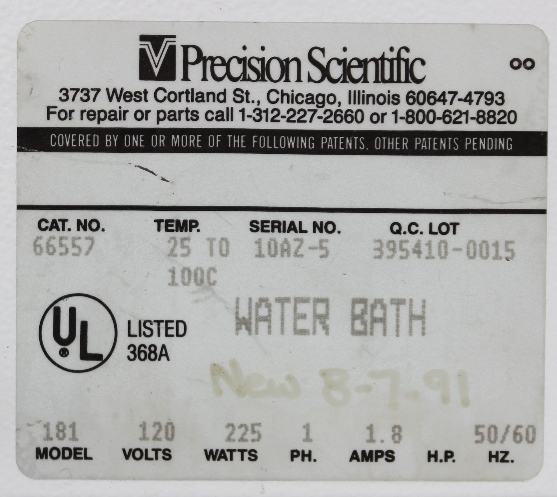 Precision Scientific 181 Water Bath 2.5L Turnkey Temp Range Ambient to 99.9C