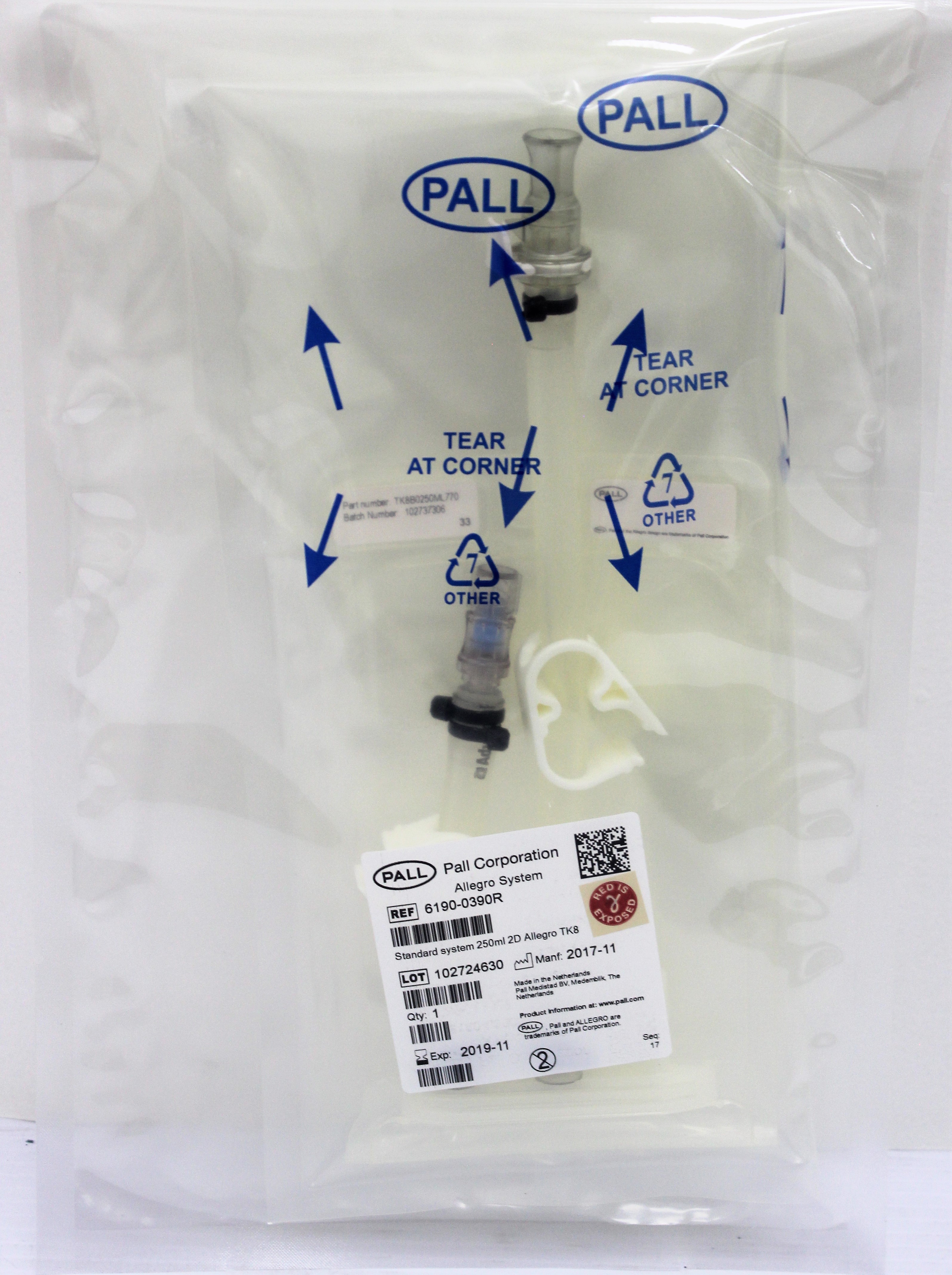 Pall Lot: 6190-0390R Standard System 2D 250mL Biocontainer Medical