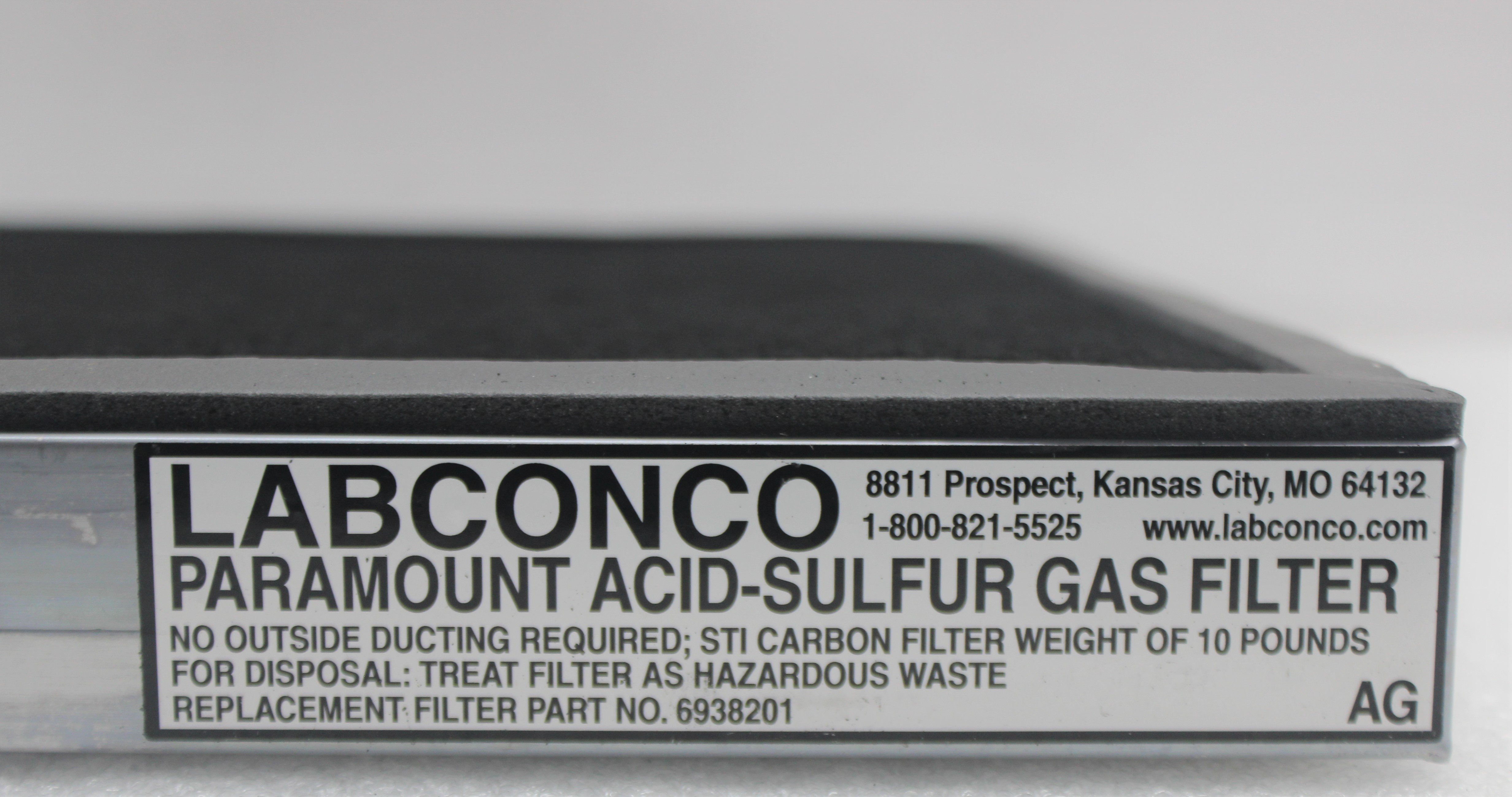Labconco 6938201 Hood Gas Filter Removes Acid & Sulfur Compounds Turn-Key