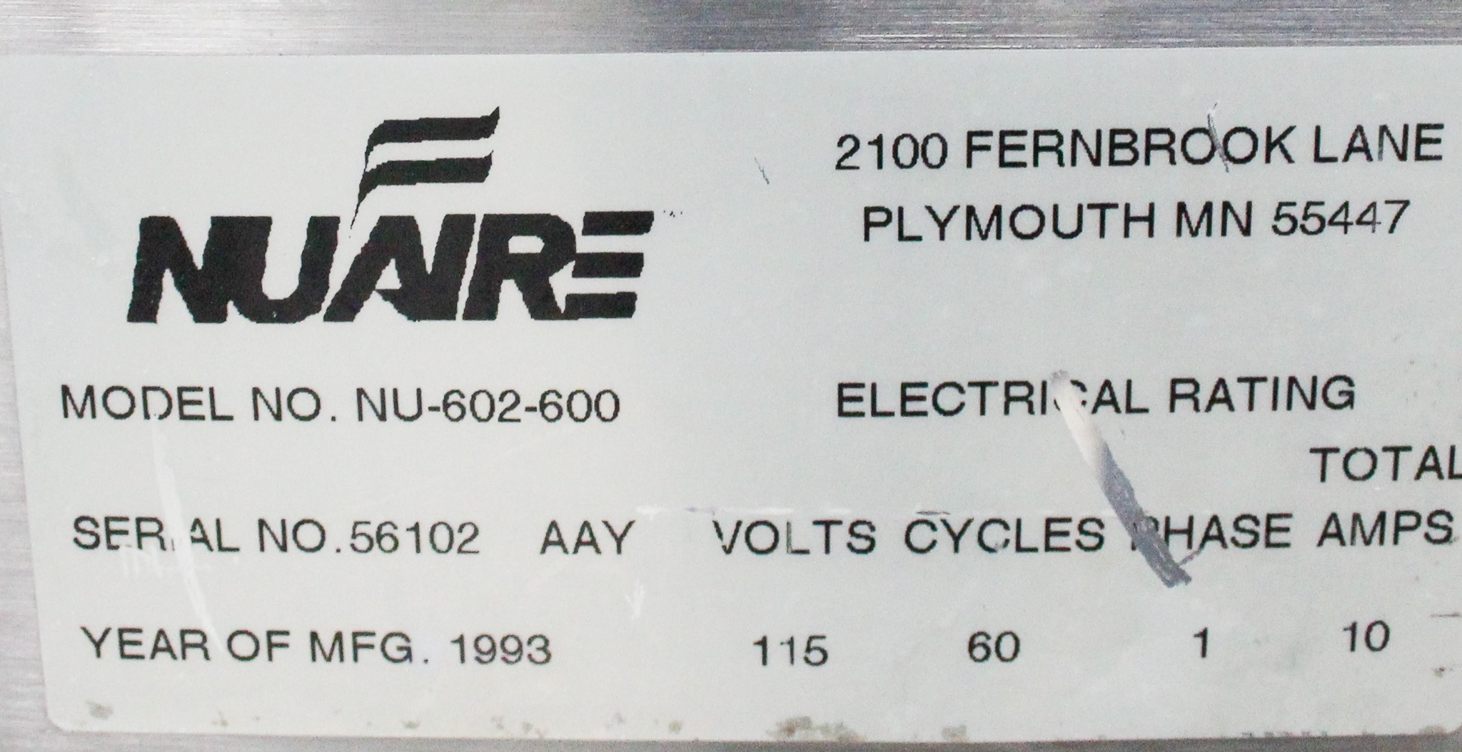 NuAire NU-602-600 Biosafety Cabinet 6ft Laminar Flow 105fpm Air Barrier