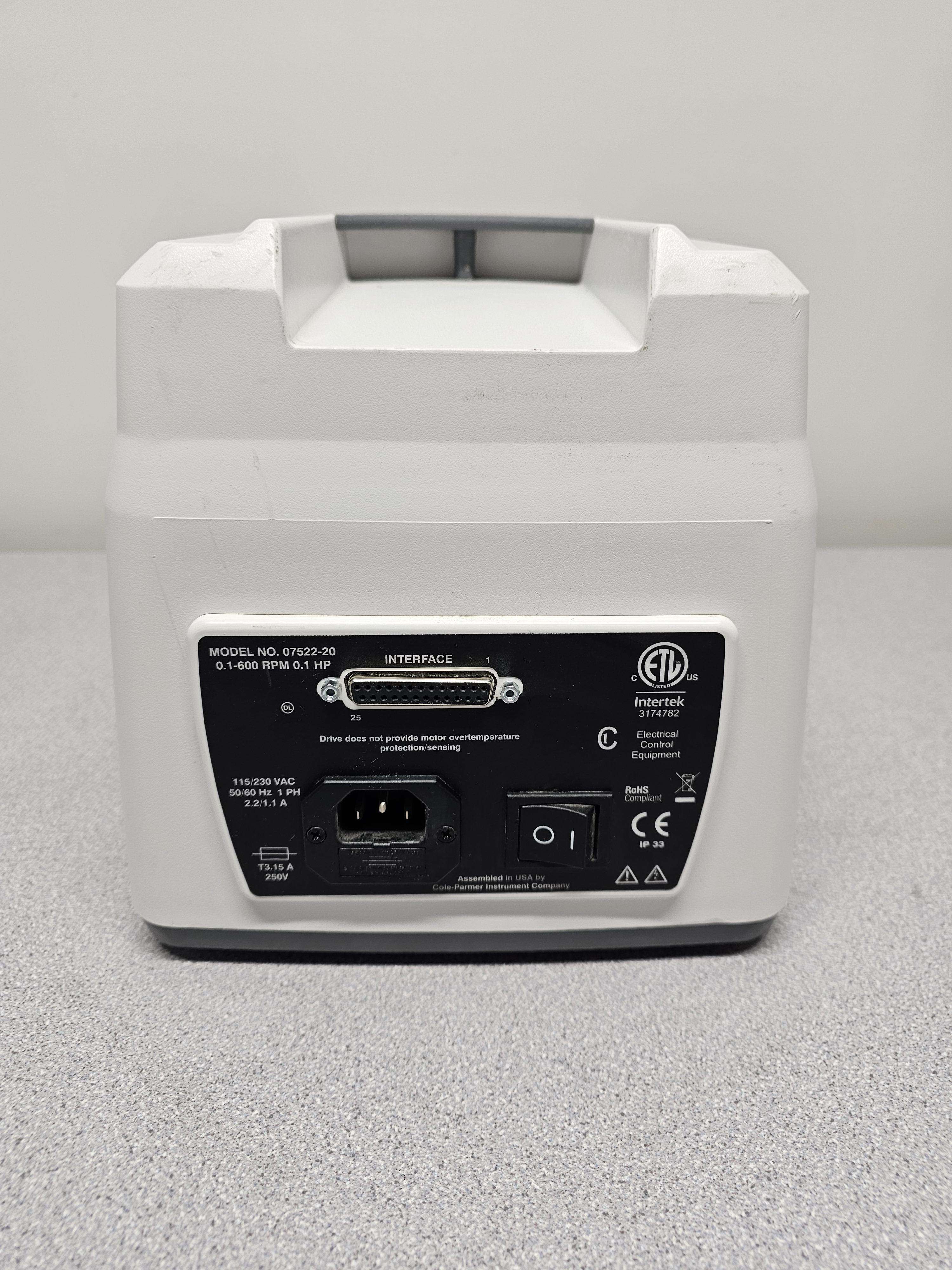 Cole Parmer Model 075022-20 Peristaltic Pump Easy Load II Head 2900mL/min Flow
