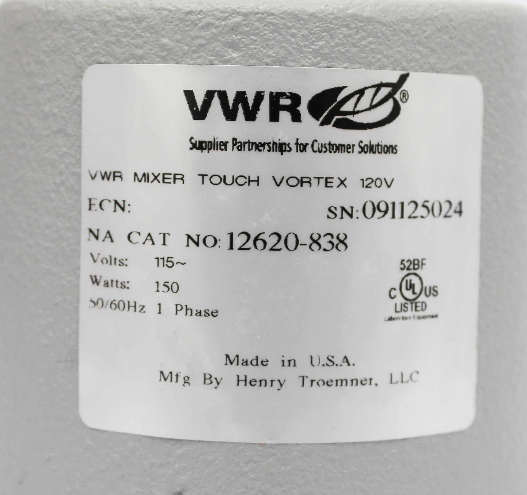 VWR 945302 Touch Vortex Mixer Small Benchtop High-Speed Mixing 3200RPM
