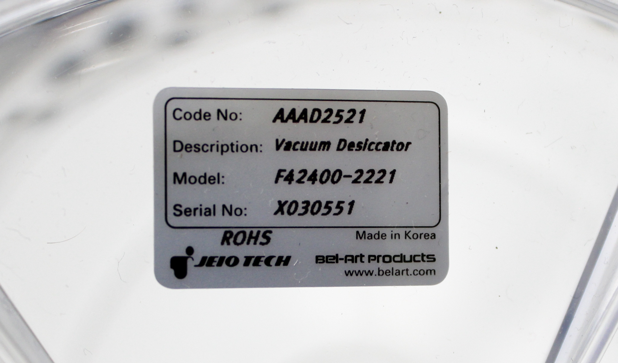 Science Ware F42400-2221 Round Vacuum Desiccator 10L UV-Blocking Secure