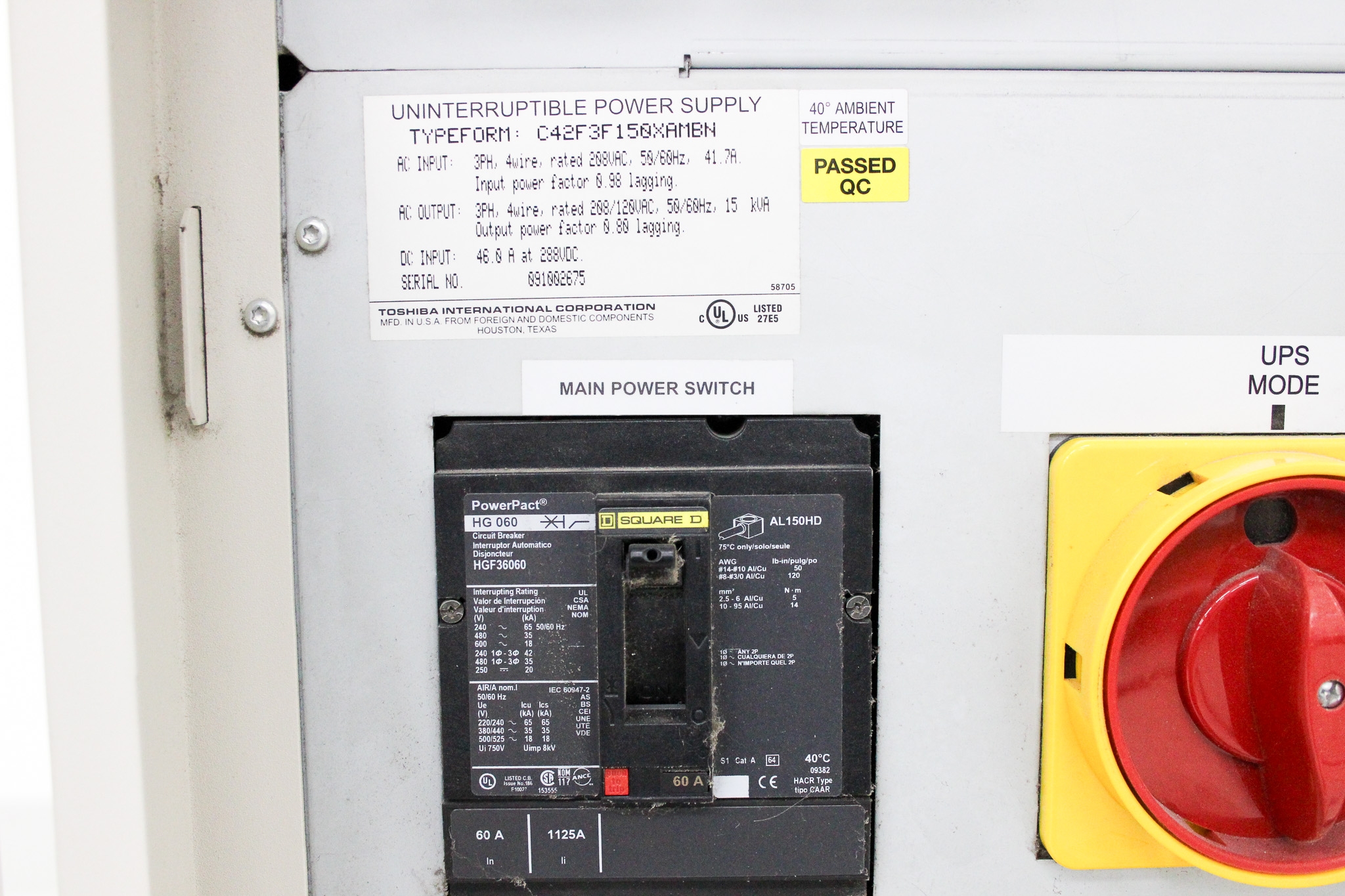 Toshiba 4200FA UPS C42F3F150XAMBN 15kVA Continuous Power Supply Unit