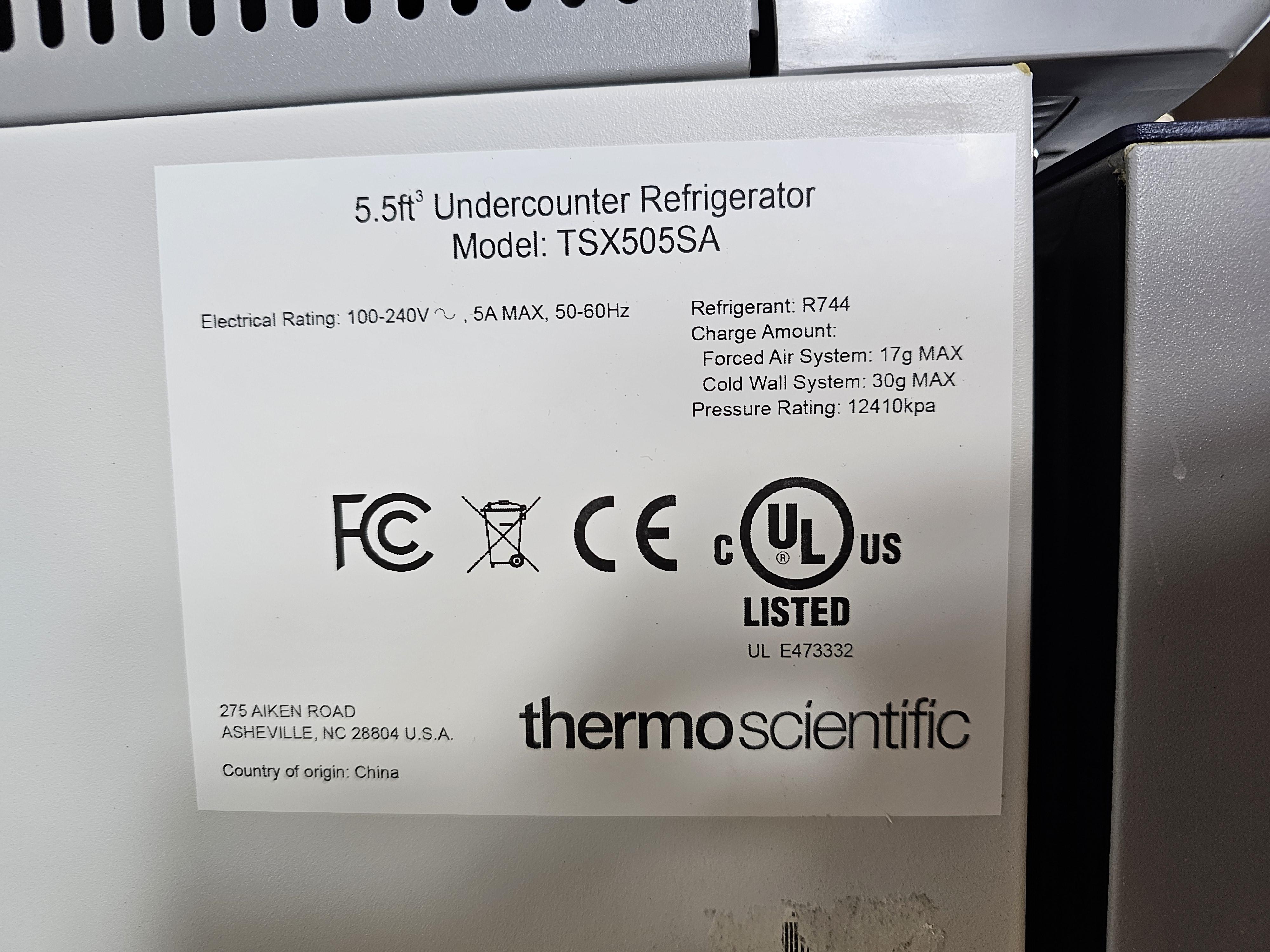 Thermo TSX505SA Lab Refrigerator Undercounter 5.5 Cu Ft +3C to +7C 120V