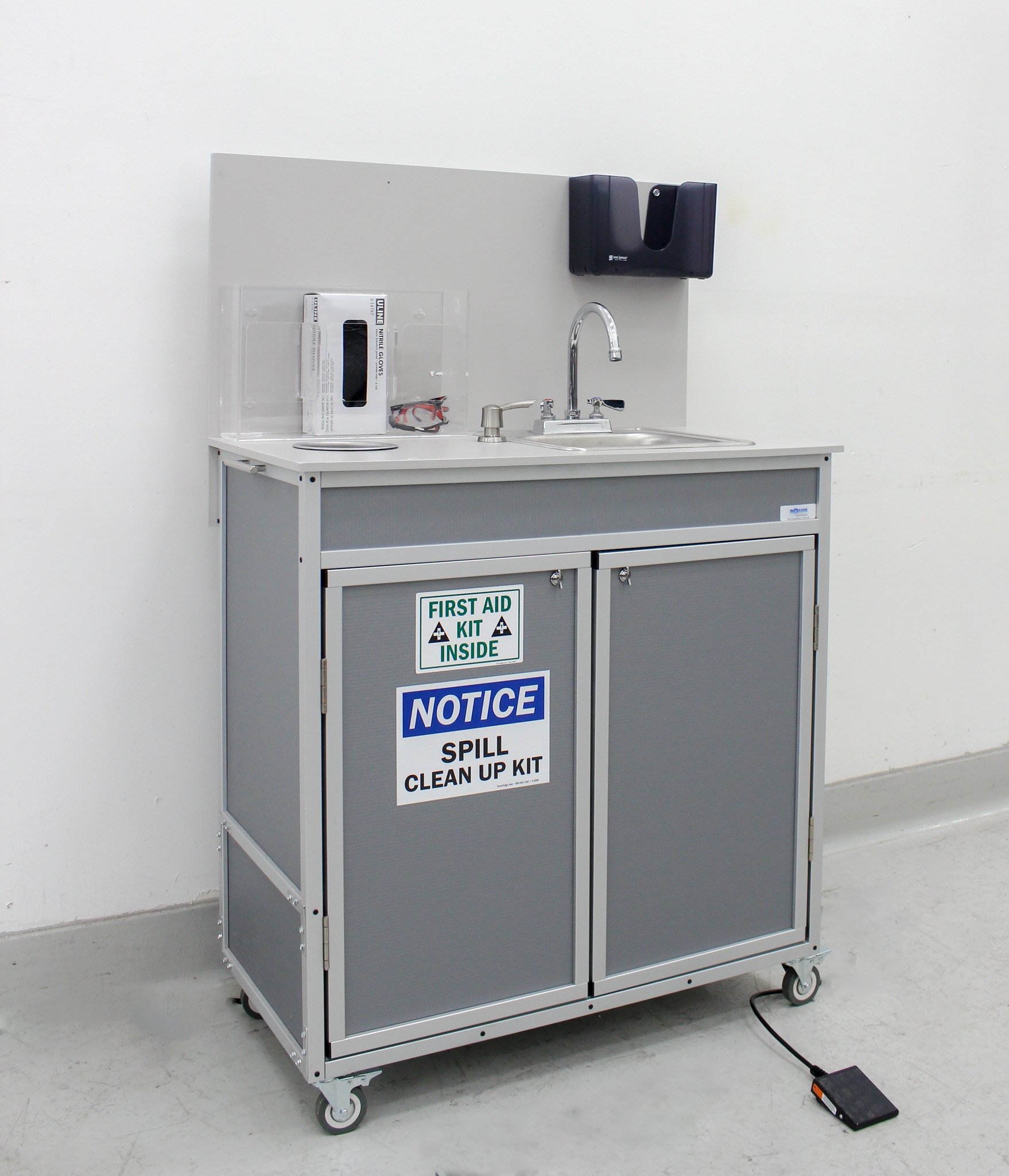 Monsam HWS-009S Facility Portable Sanitizing Sink with Hot/Cold Water 7 gal Waste