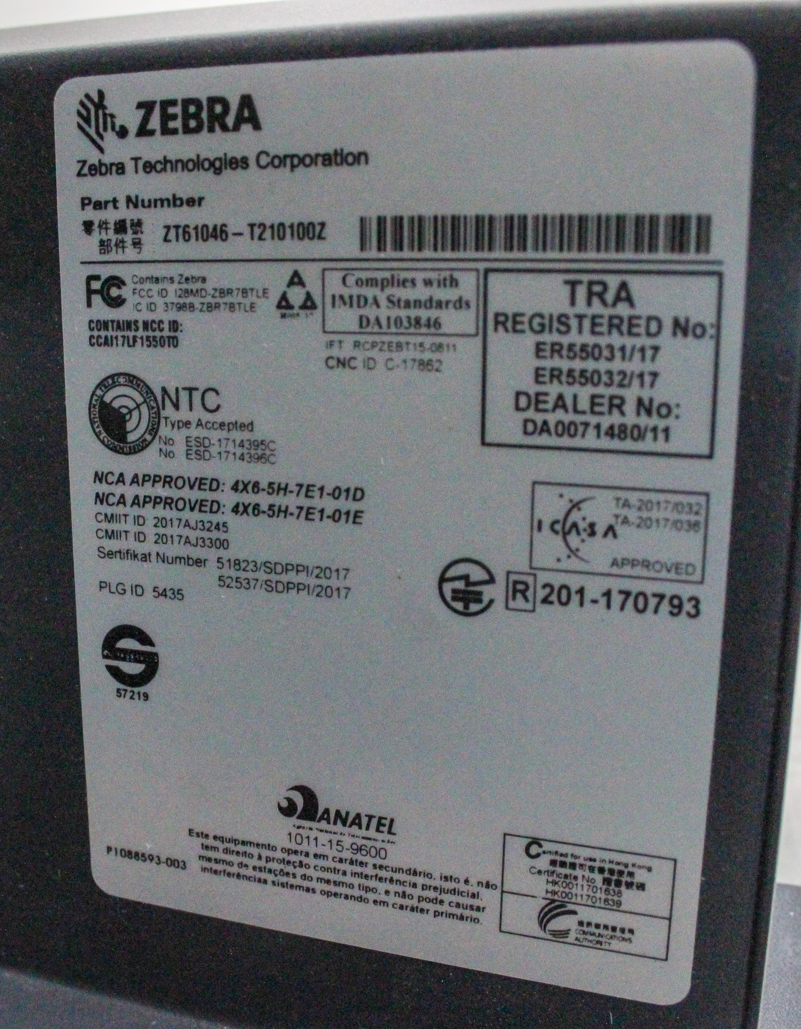 Zebra ZT610 Label Printer Industrial Barcode Dual Speed Printing Ethernet