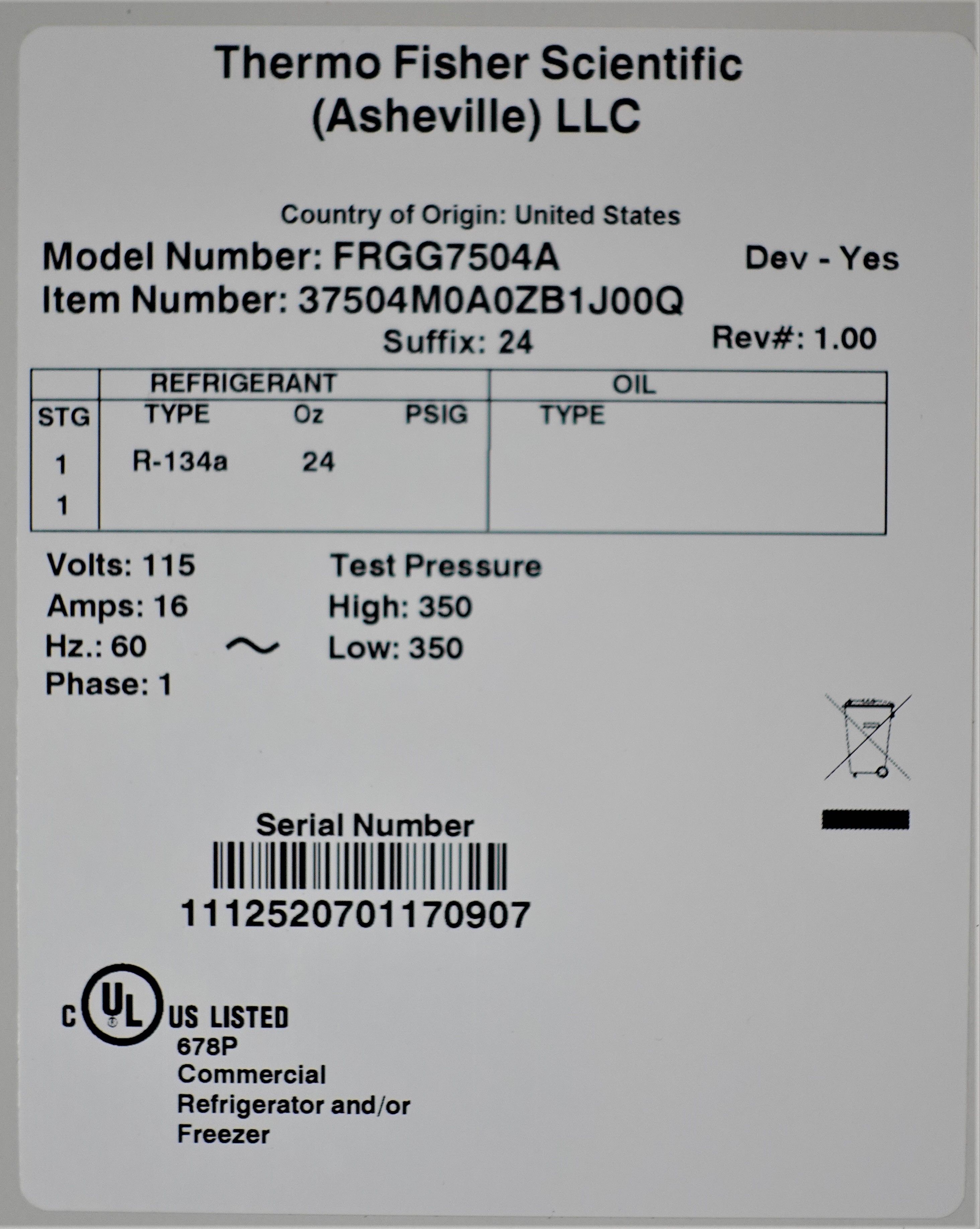 Thermo Forma FRGG7504A Lab Refrigerator Triple Door 78.8 cu ft Needs Repair