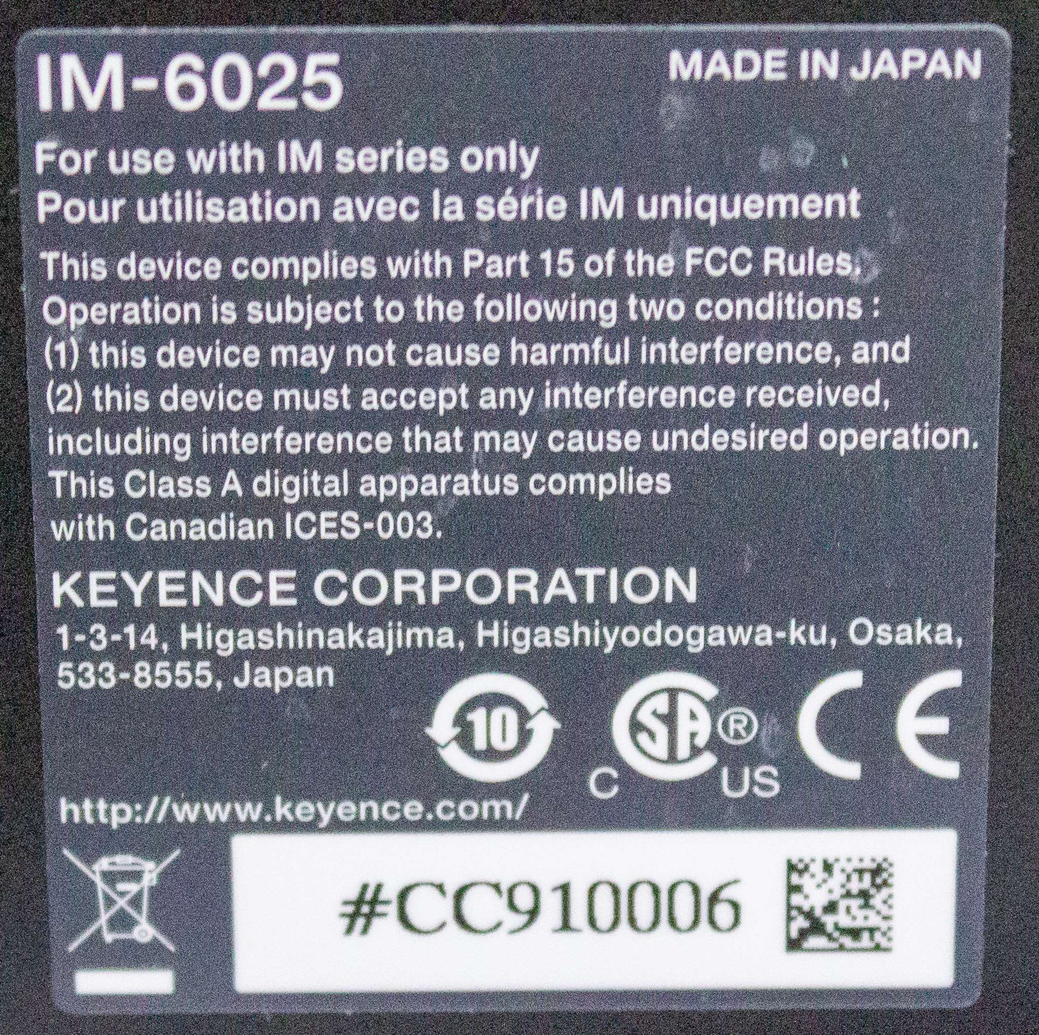 Keyence IM-6025 IM-8001 Image Dimension Measurement Faster Precise Used