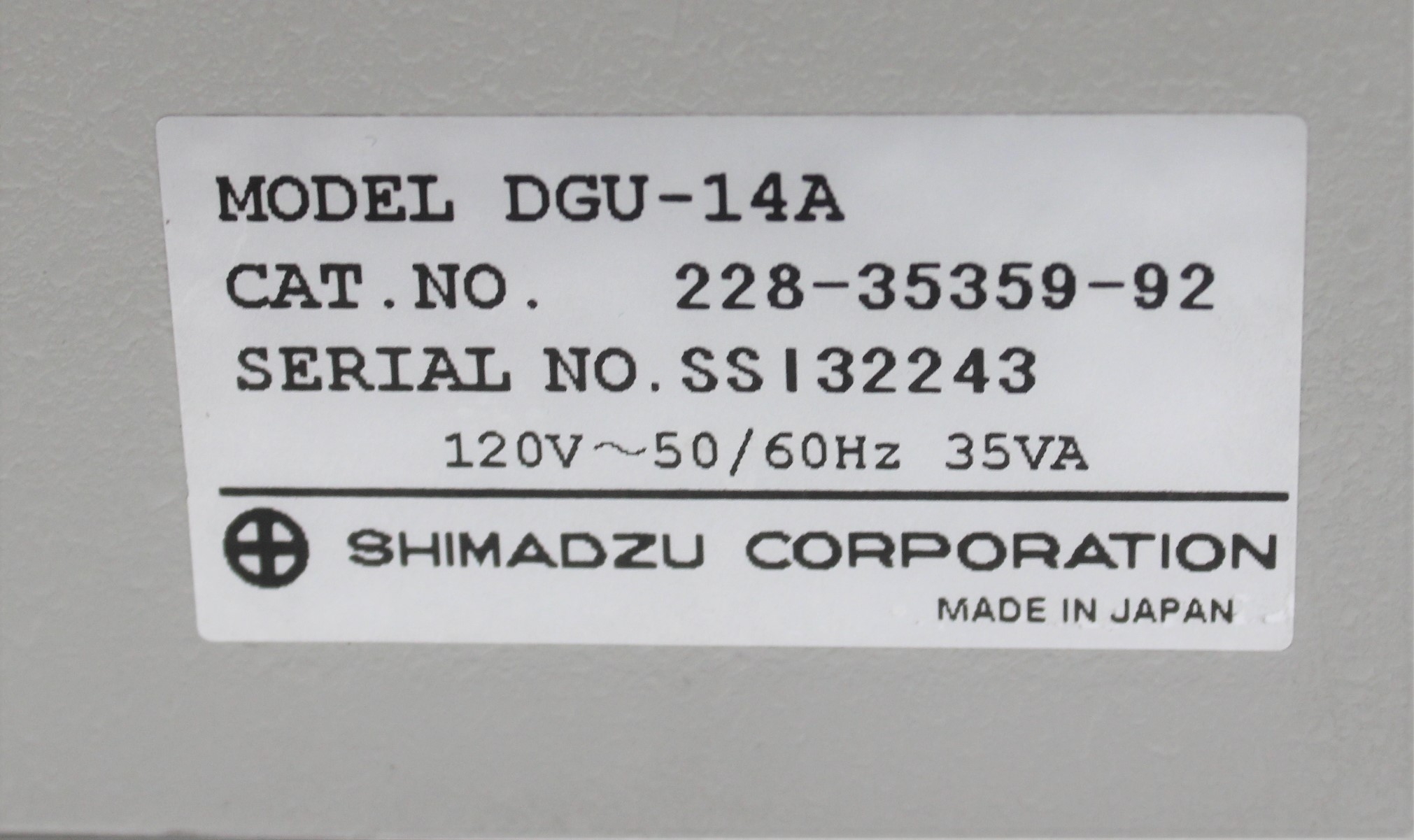 Shimadzu DGU-14A Solvent Degasser Analytical Solvent Degassing In-Line System