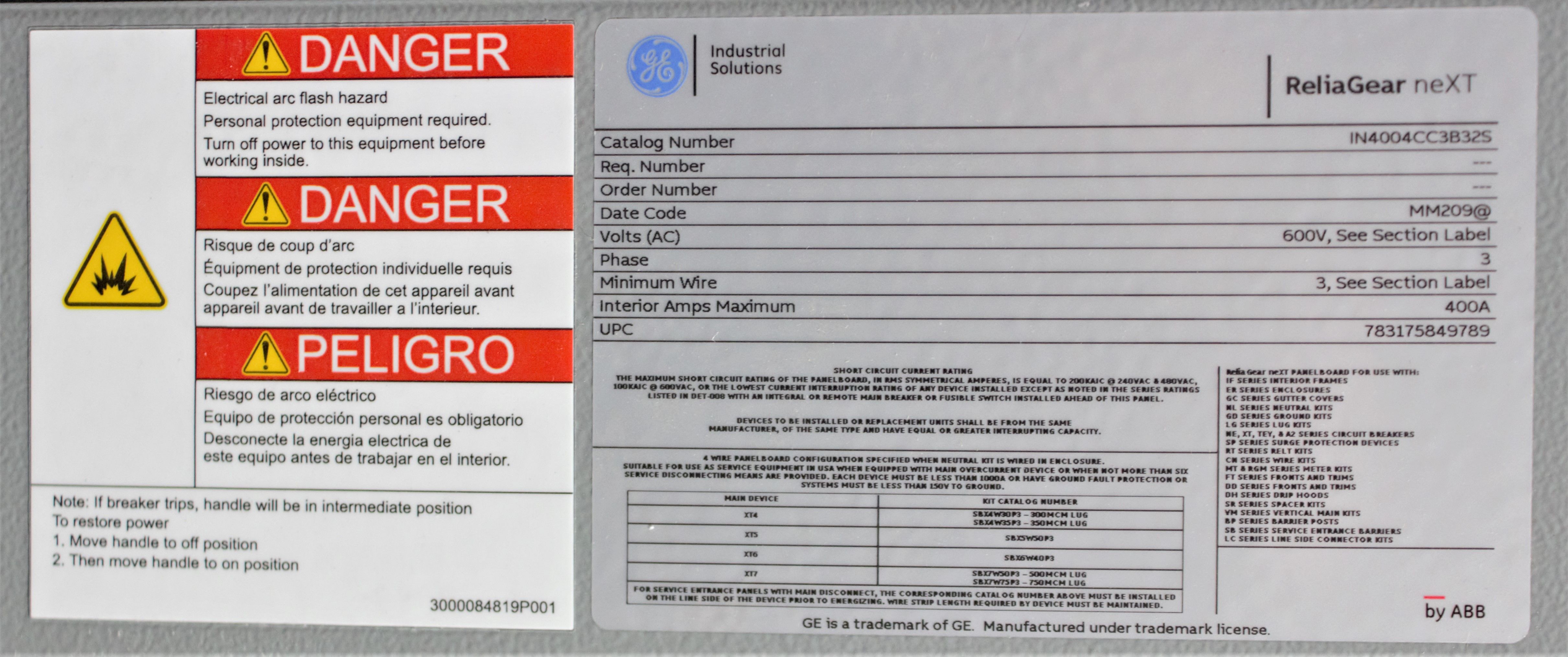 ABB ReliaGear neXT 600V SwitchBoard Panel Modular Design Used