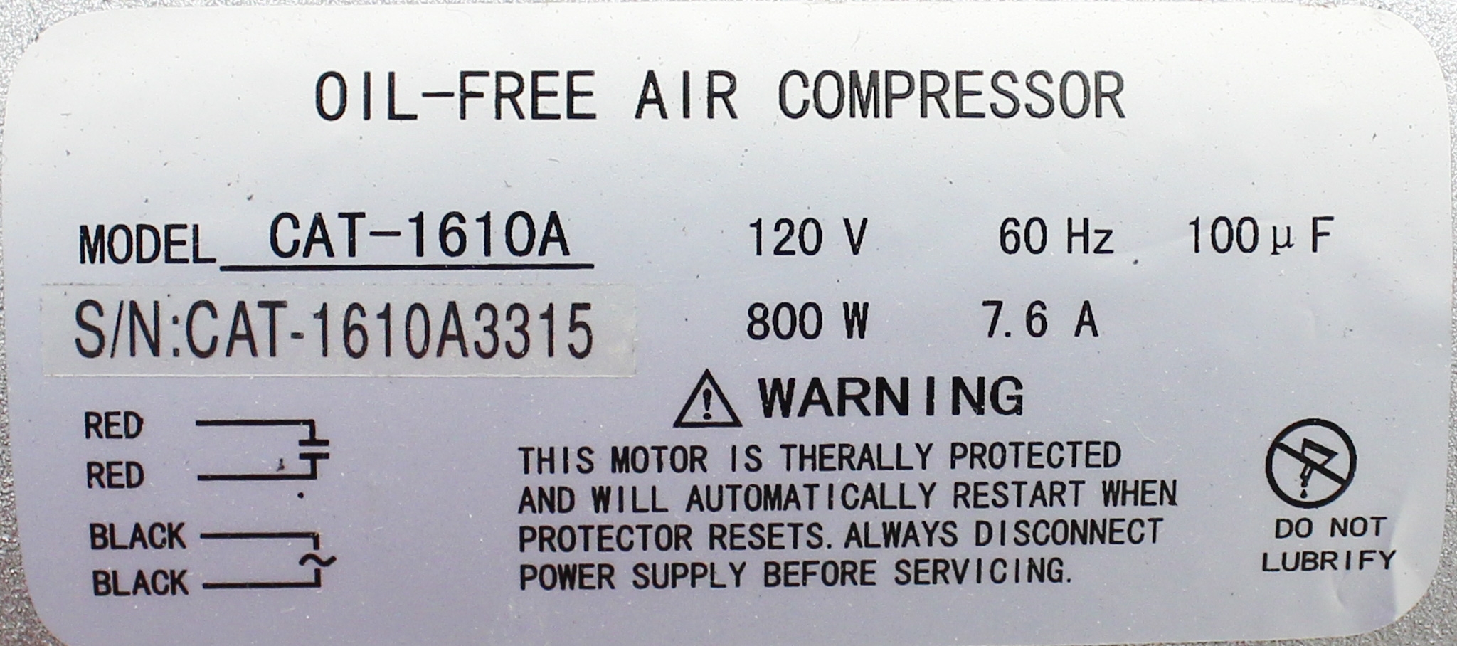 California Air Tools 1610A Oil-Free Air Compressor 1HP, Ultra Quiet, 60dB