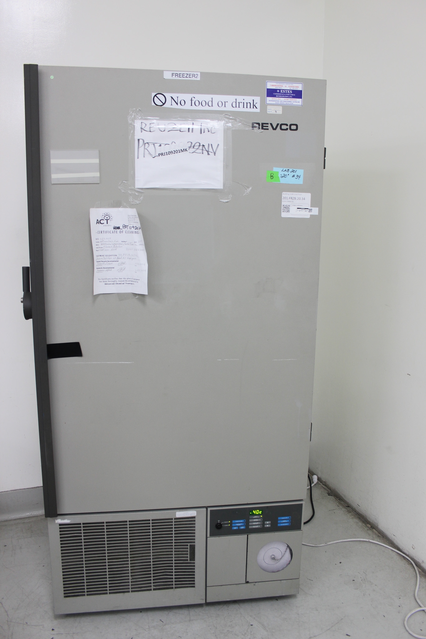 Revco ULT2140-5-A14 Ultra Low Freezer Upright -40C Microprocessor Control