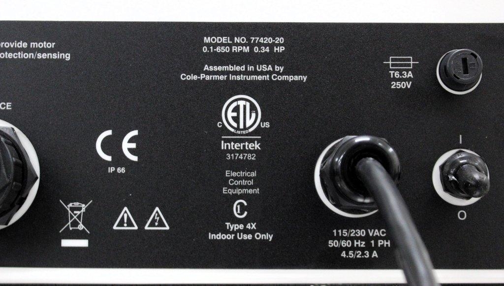 MasterFlex 77420-20 Pump w/Easy Load Head 115V-230V 8LPM Flow Rate