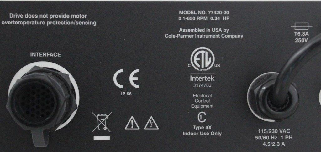 MasterFlex 77420-20 I/P w Easy Load Pump Head 8 LPM Digital Interface