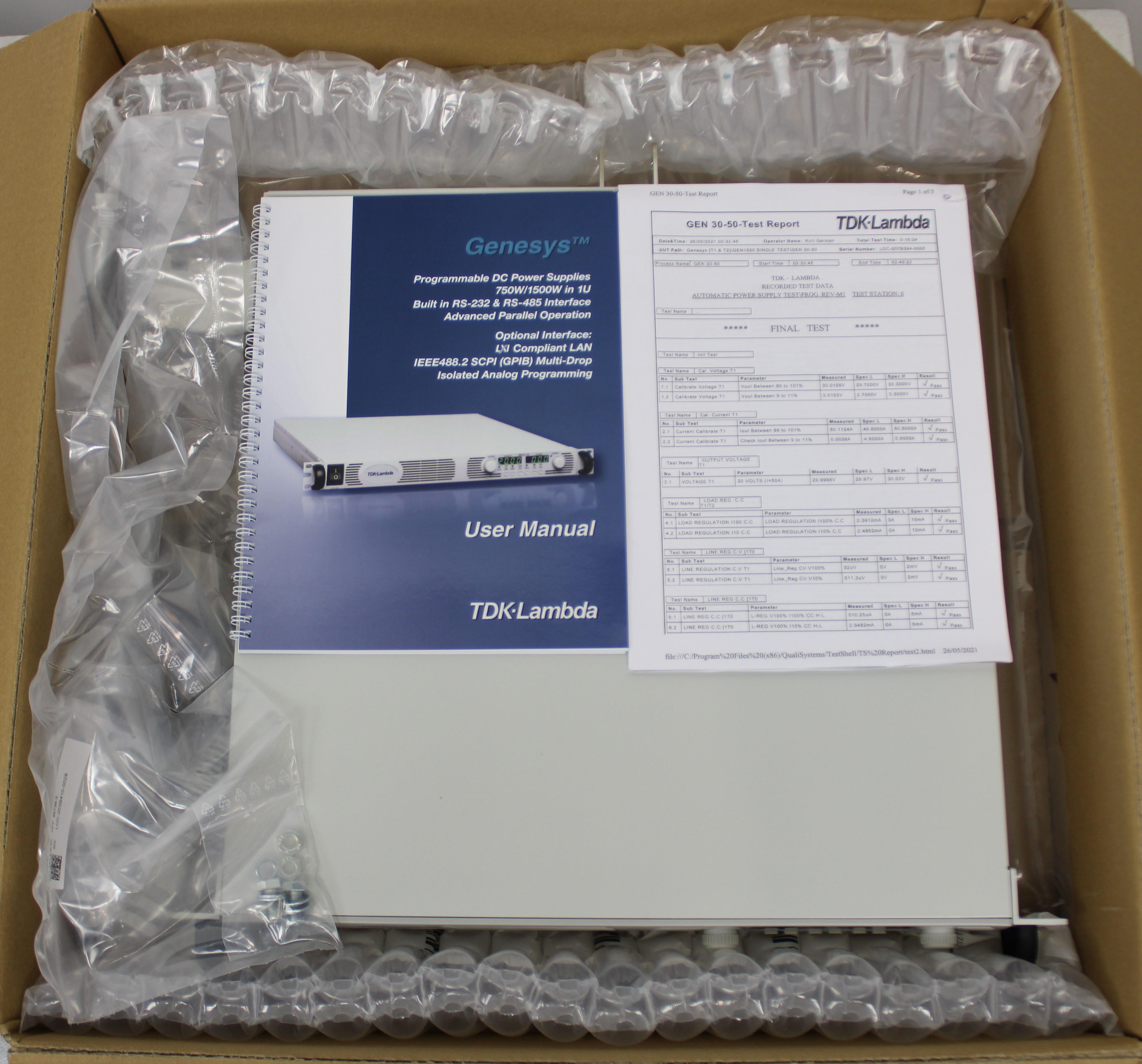 TDK-Lambda GENH30-25 Programmable DC Power Supply 30VDC 25A High Efficiency