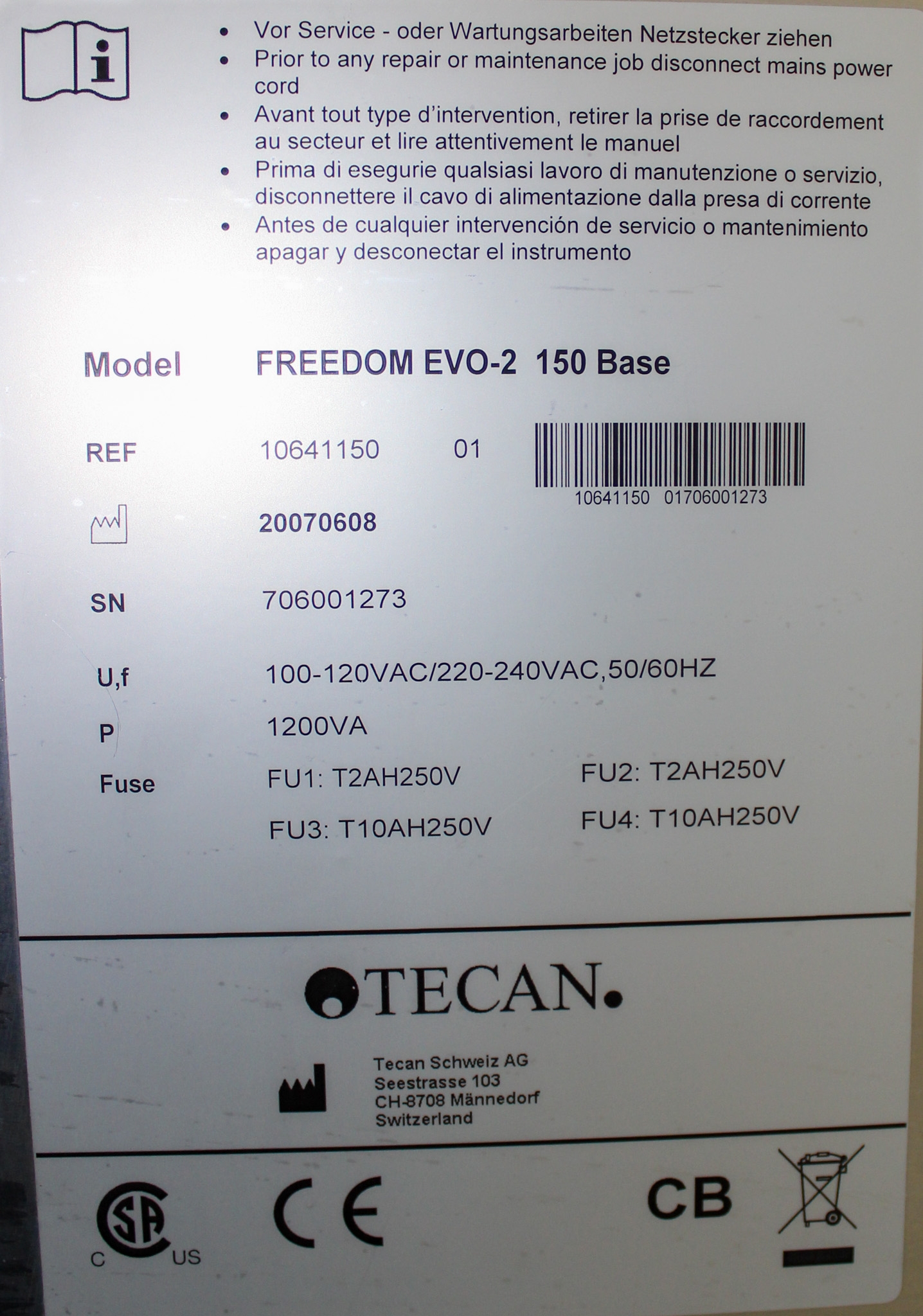 TECAN Freedom EVO-2 150 Base Liquid Handler System with Computer