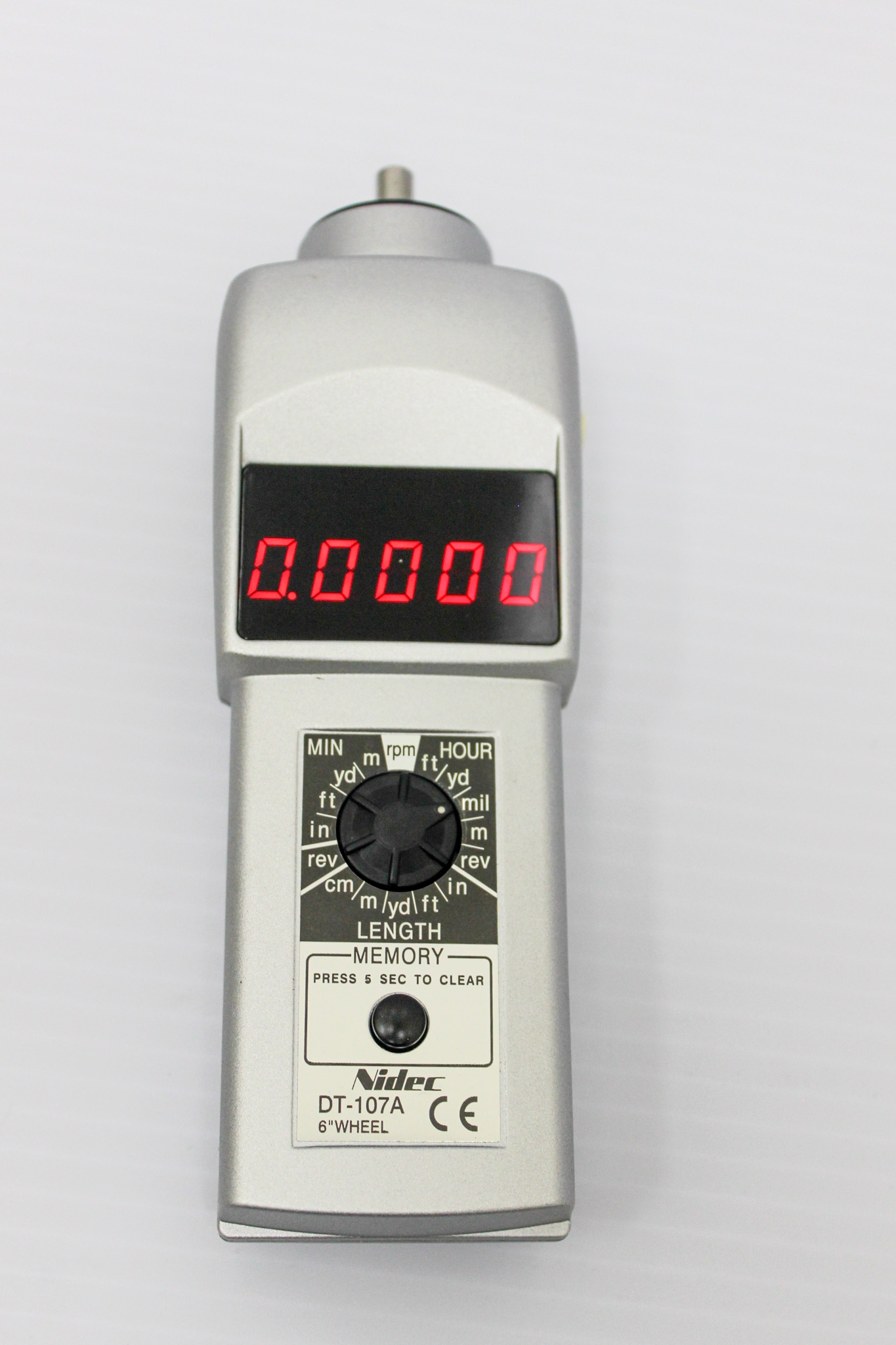 Nidec DT-107A Handheld Tachometer with Calibration Wheel and LED Display