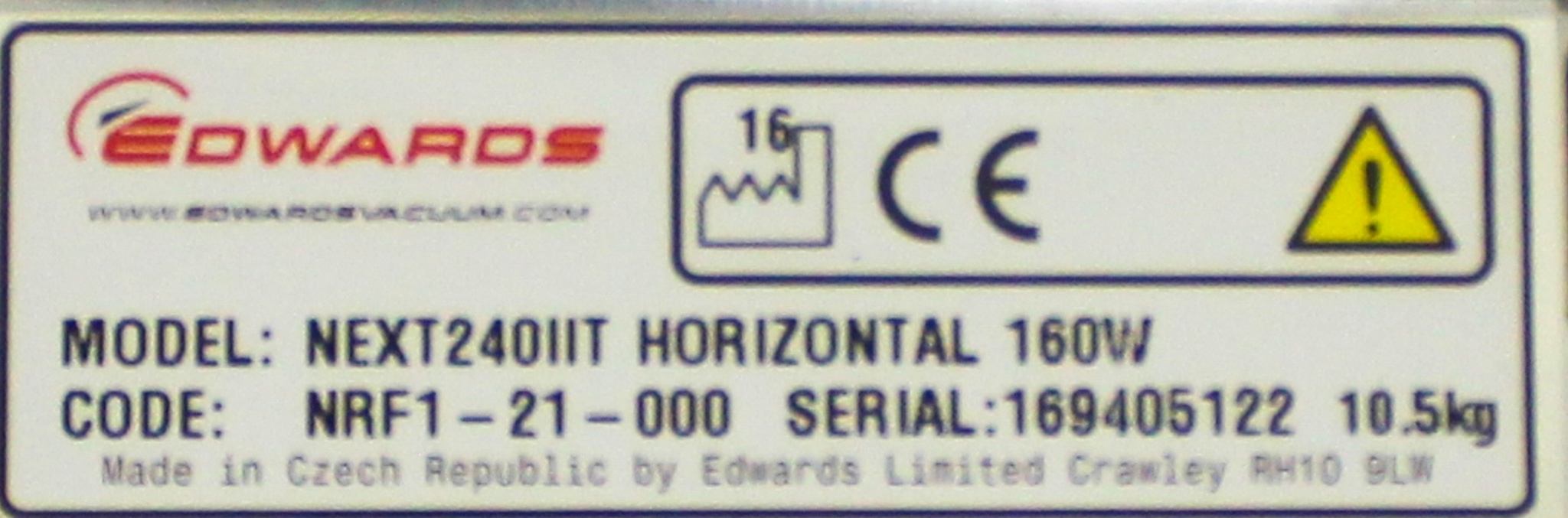 Edwards Next240 II T Pump Turbomolecular Hybrid Bearing Technology 1000Hz