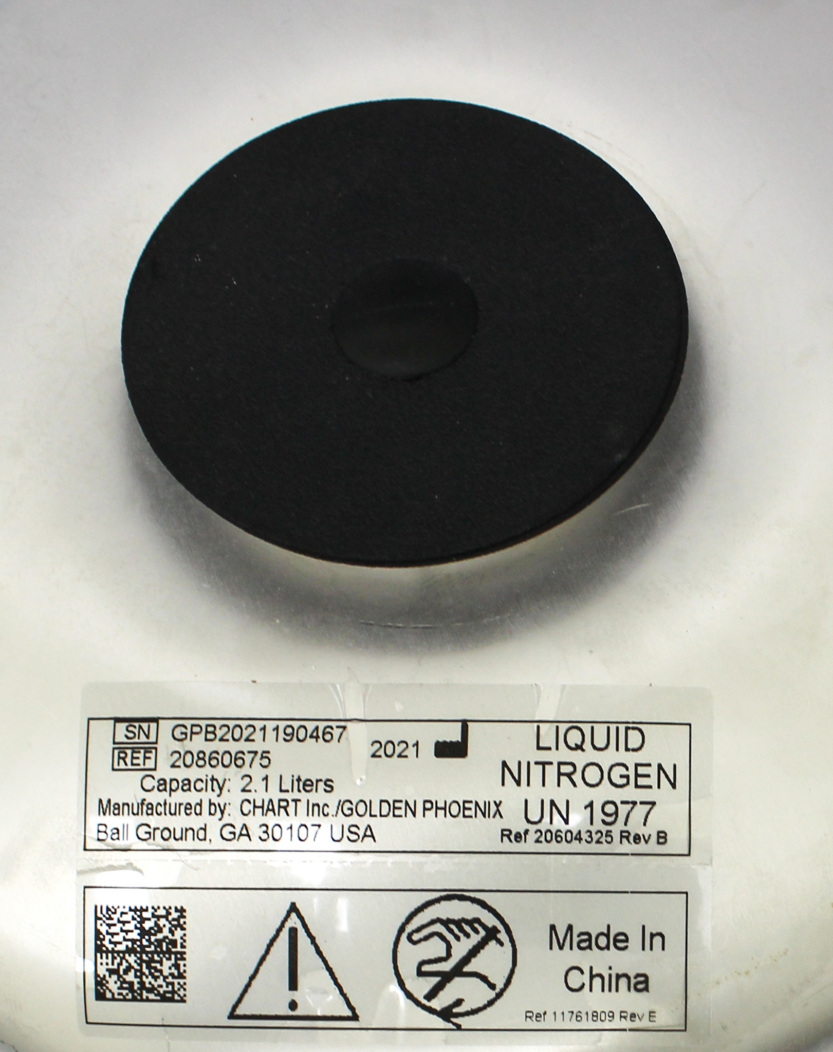 Chart BL-7 Dewar Cryotank Liquid Nitrogen Vapor Transport 2.1L -150C