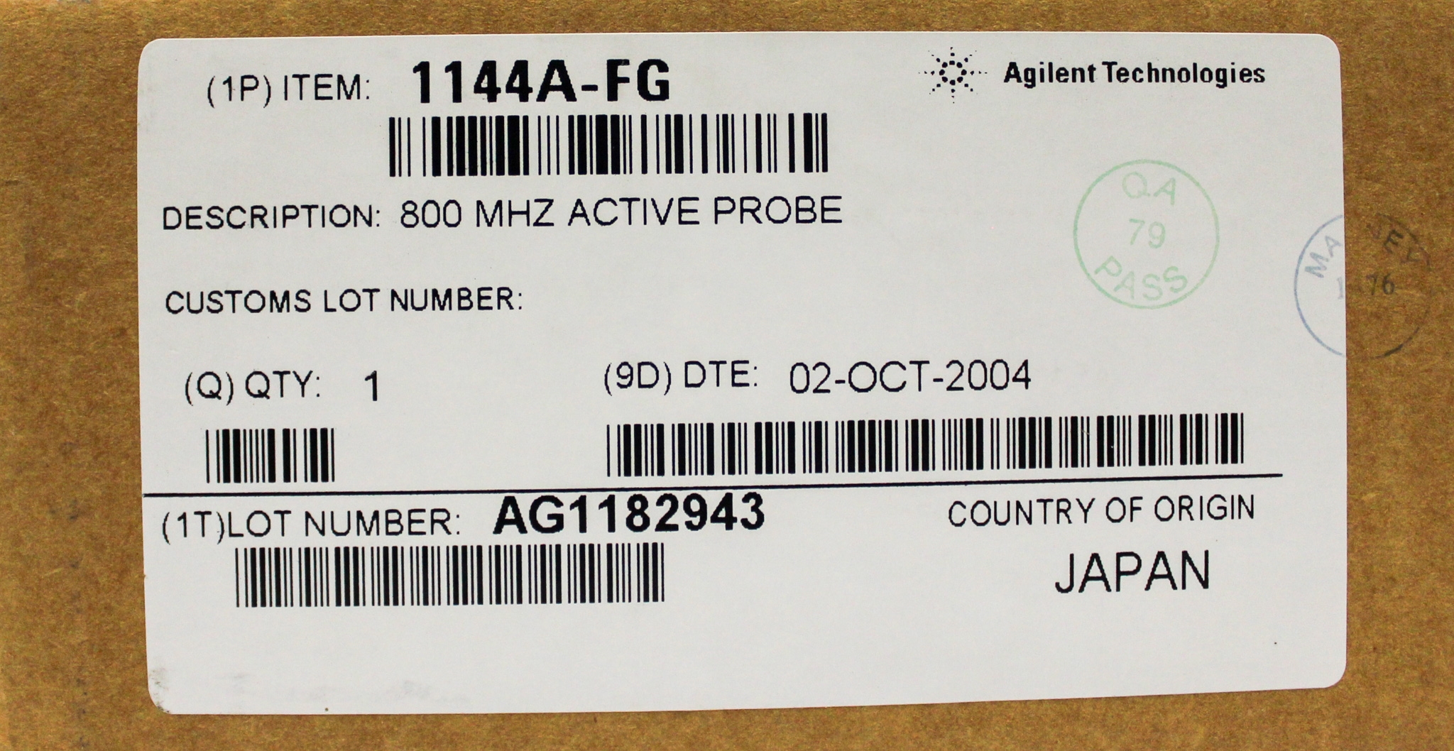 Agilent 1144A-FG Active Probe Accessory 800 MHz Bandwidth Low Input Capacitance